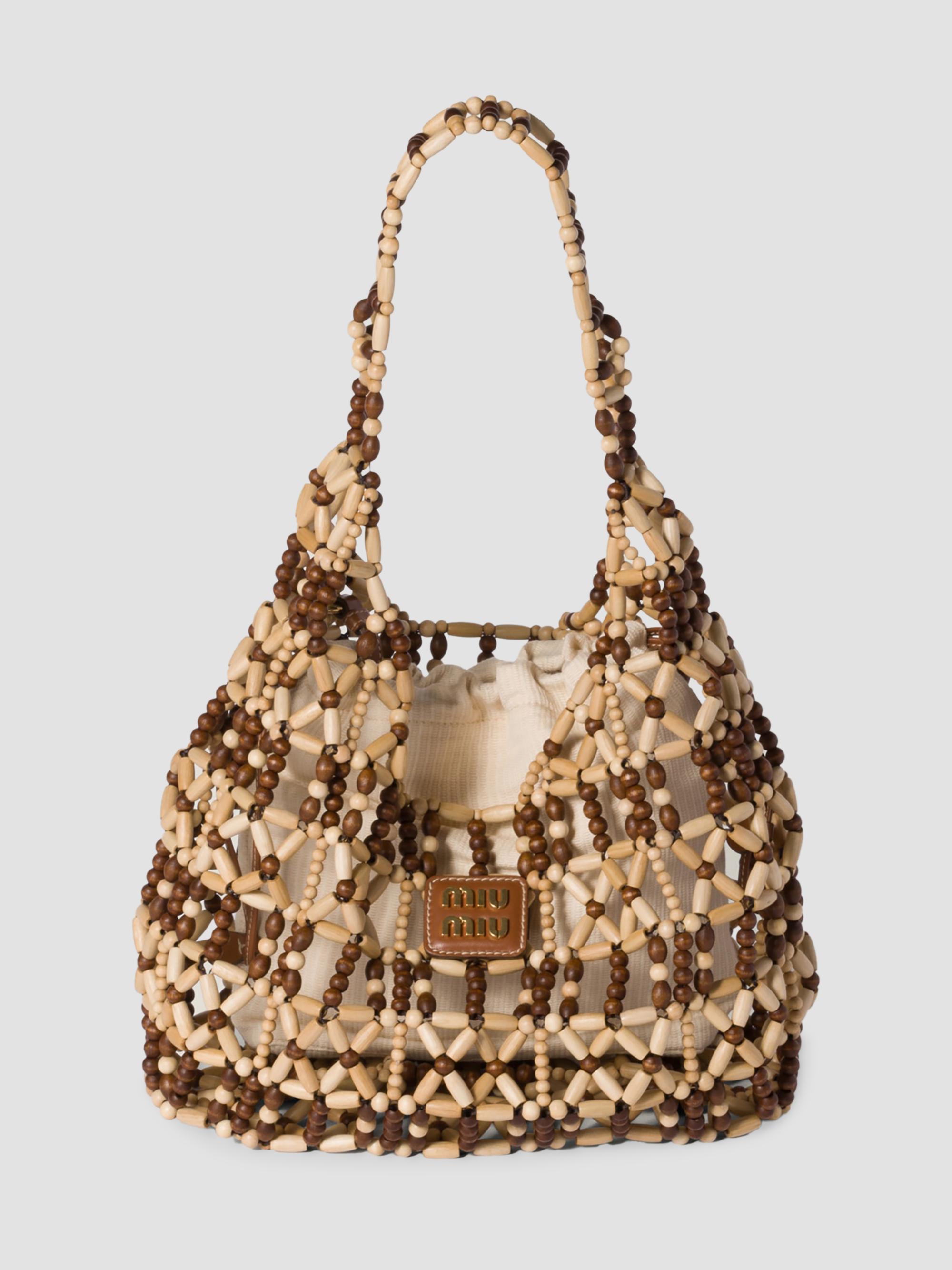 Miu Miu Women's Mesh Hobo Bag - Beige Khaki | Thumbnail 8
