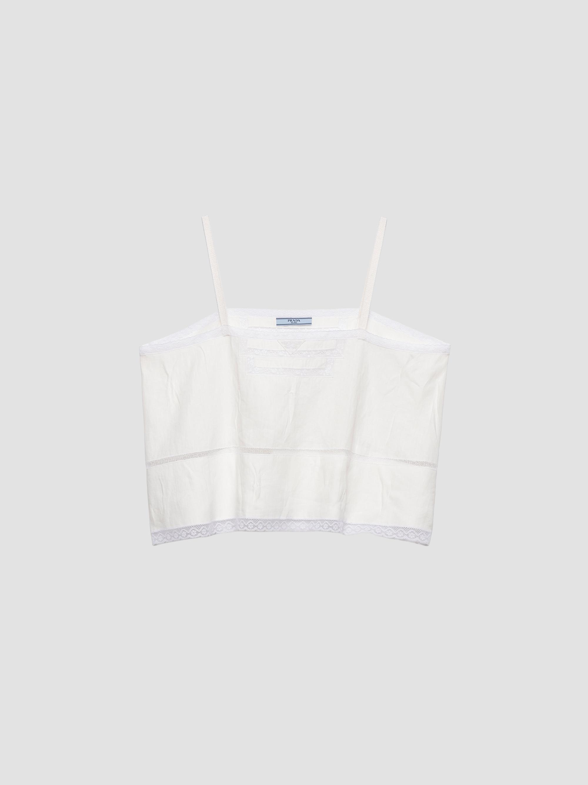 Prada Women's Linen Top - White | Thumbnail 6