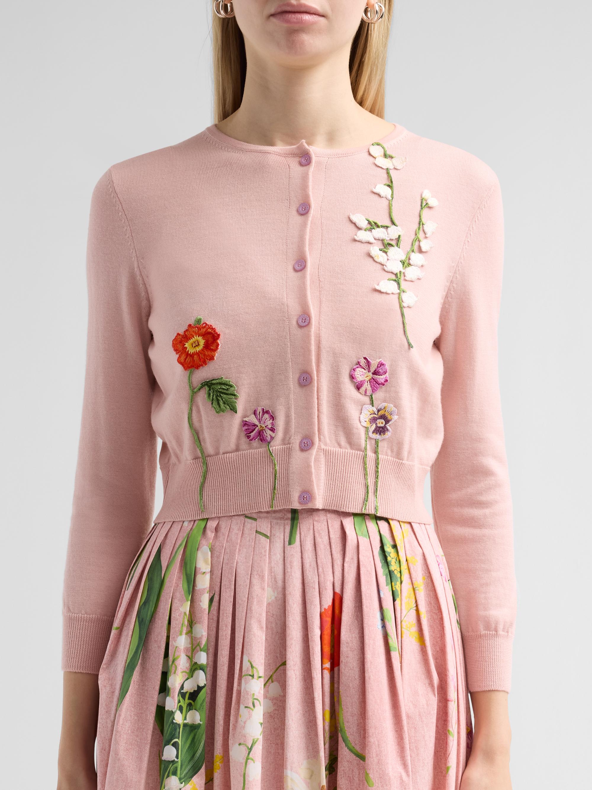 超希少　80s カシミア100% HONMA レディース トラ刺繍 長袖ニット Oscar de la Renta Mixed Floral-Embroidered Wool Cardigan | Saks