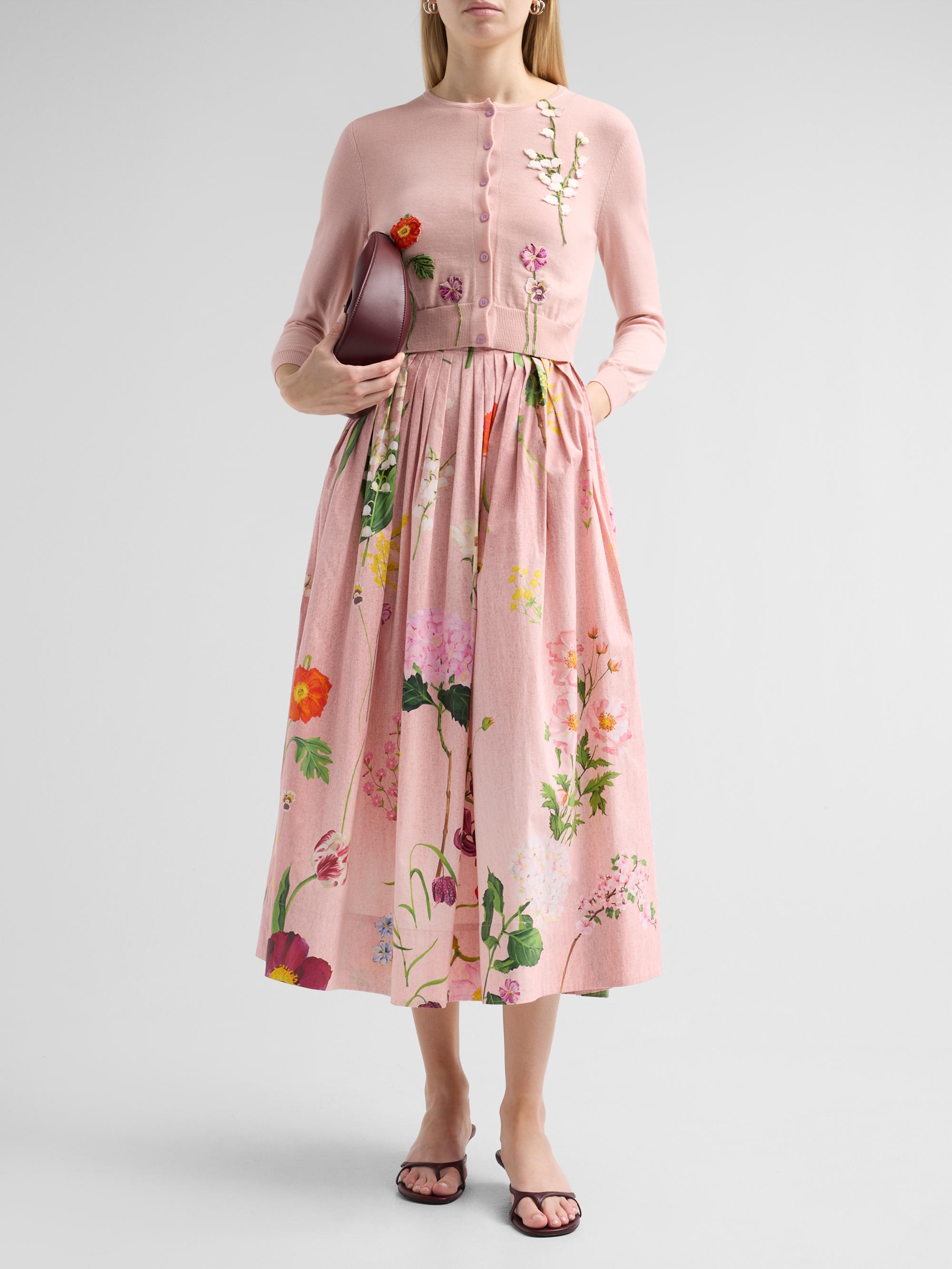 Oscar de la Renta Mixed Floral-Embroidered Wool Cardigan | Saks