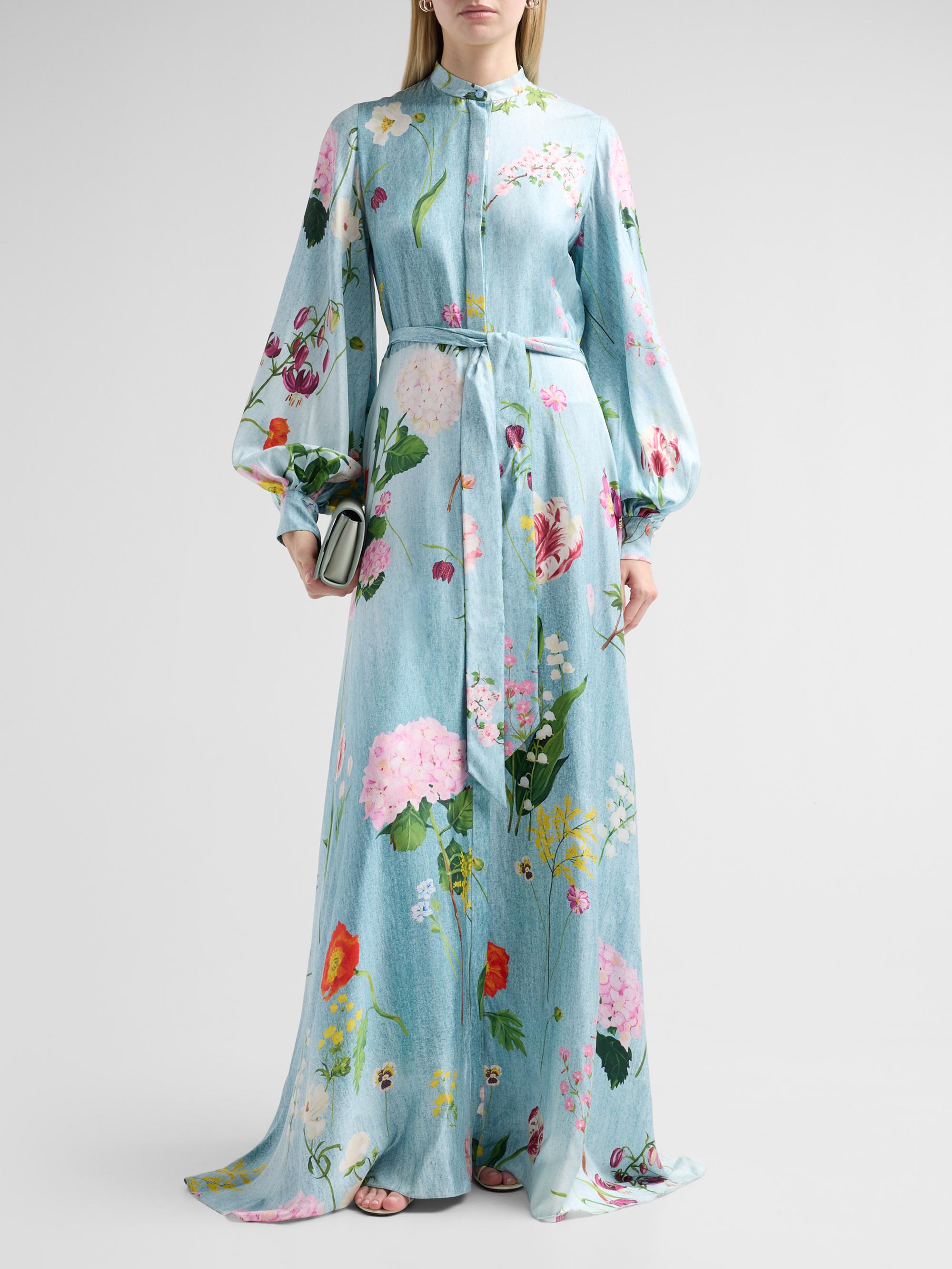 silk botanical dress Gaea Botanical Silk Midi Dress (Women)