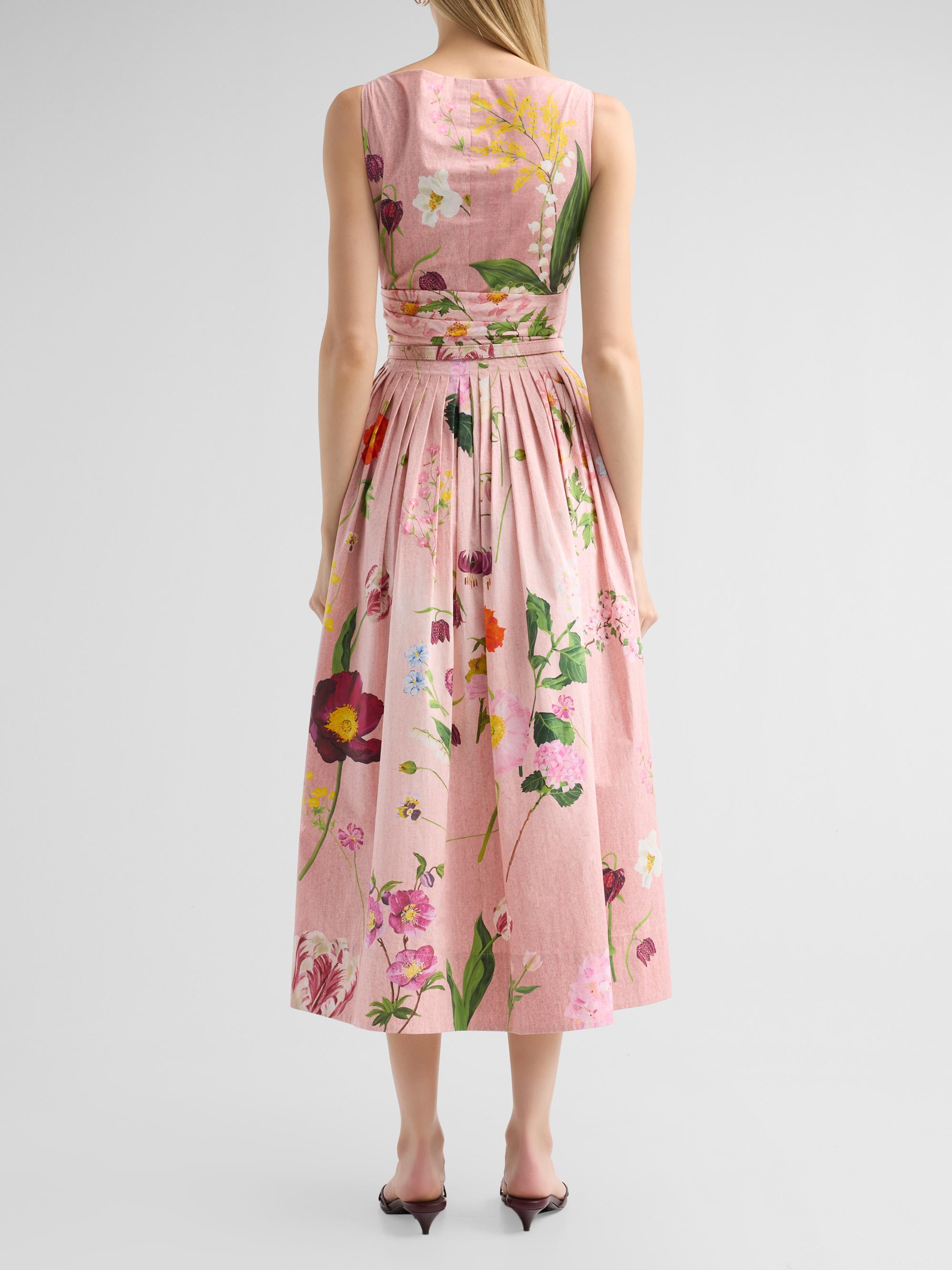 Oscar de la Renta Women's Floral Cotton Poplin Midi Dress - Blush Multi | Thumbnail 3