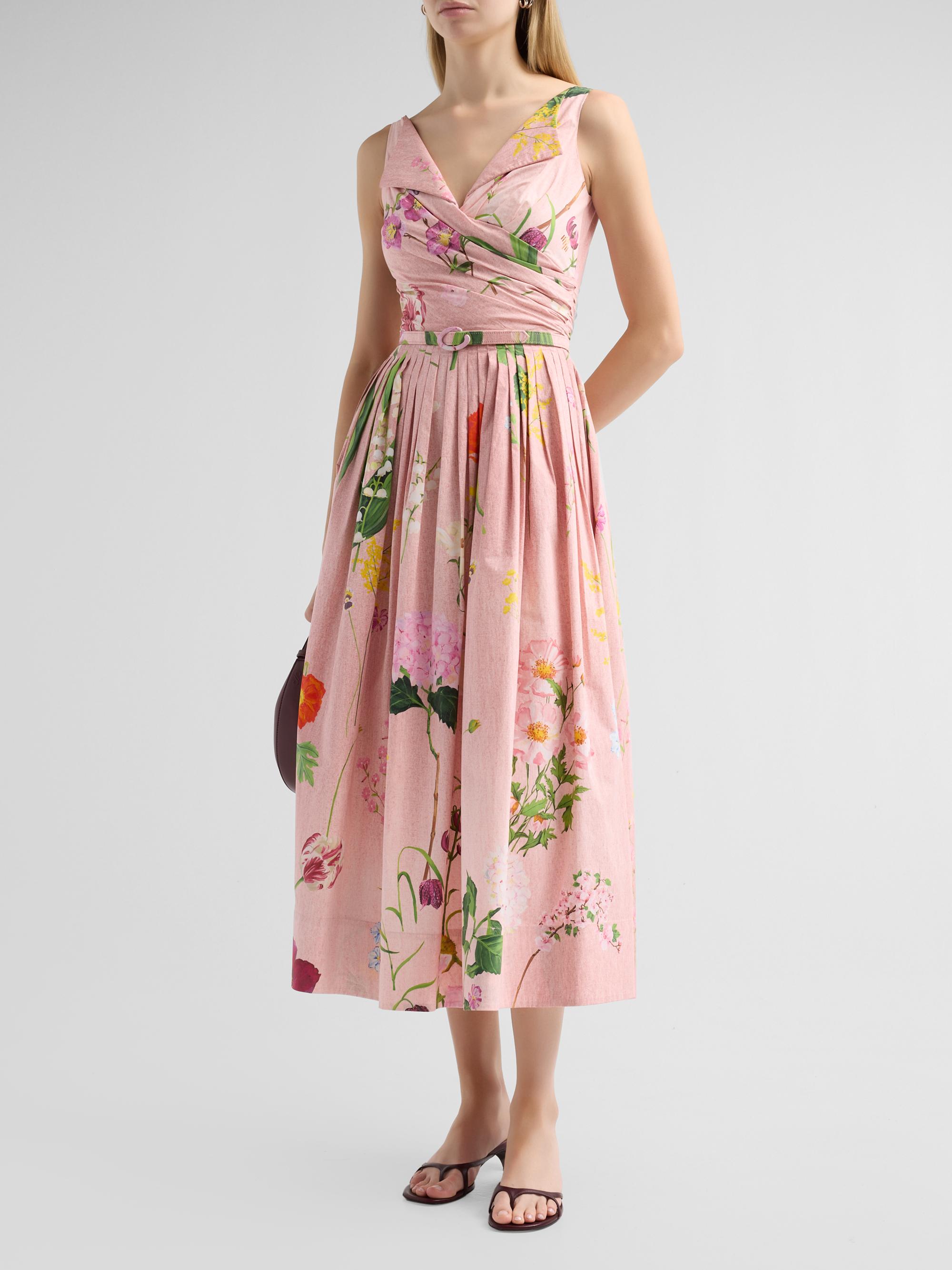 Oscar de la Renta Women's Floral Cotton Poplin Midi Dress - Blush Multi | Thumbnail 4