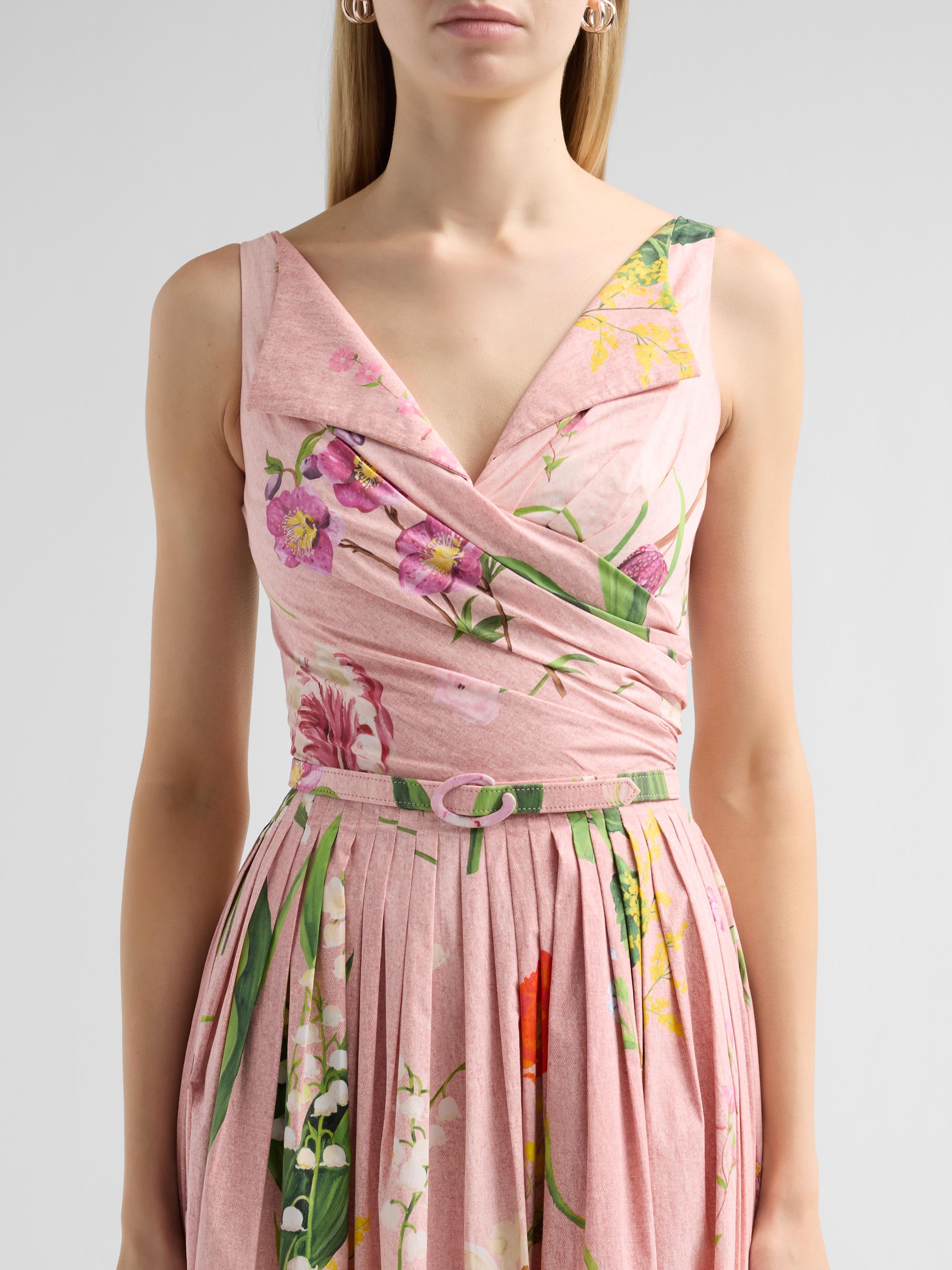 Oscar de la Renta Women's Floral Cotton Poplin Midi Dress - Blush Multi | Thumbnail 5
