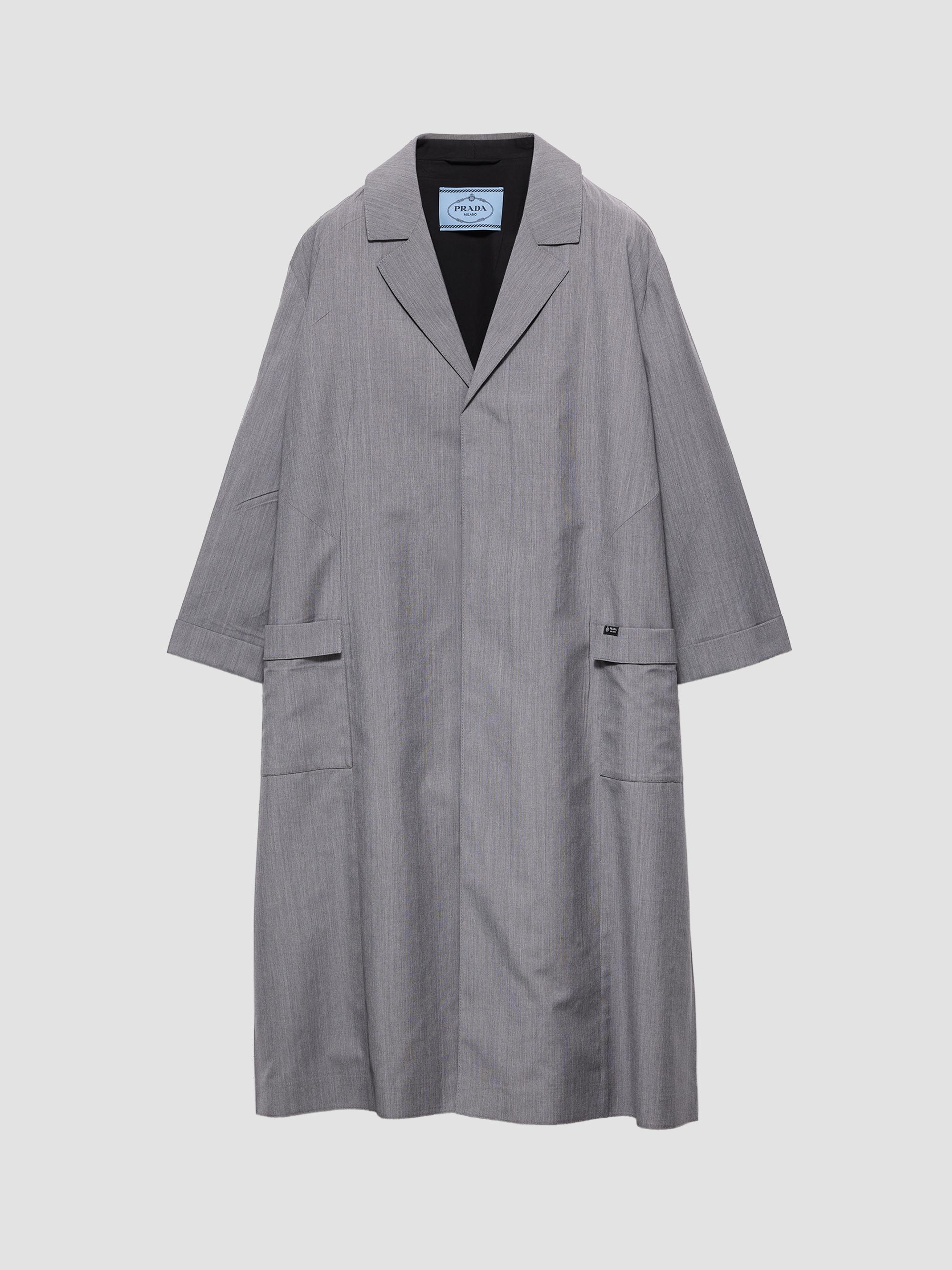 Prada Women's Single-Breasted Light Mohair Coat - Grey | Thumbnail 7