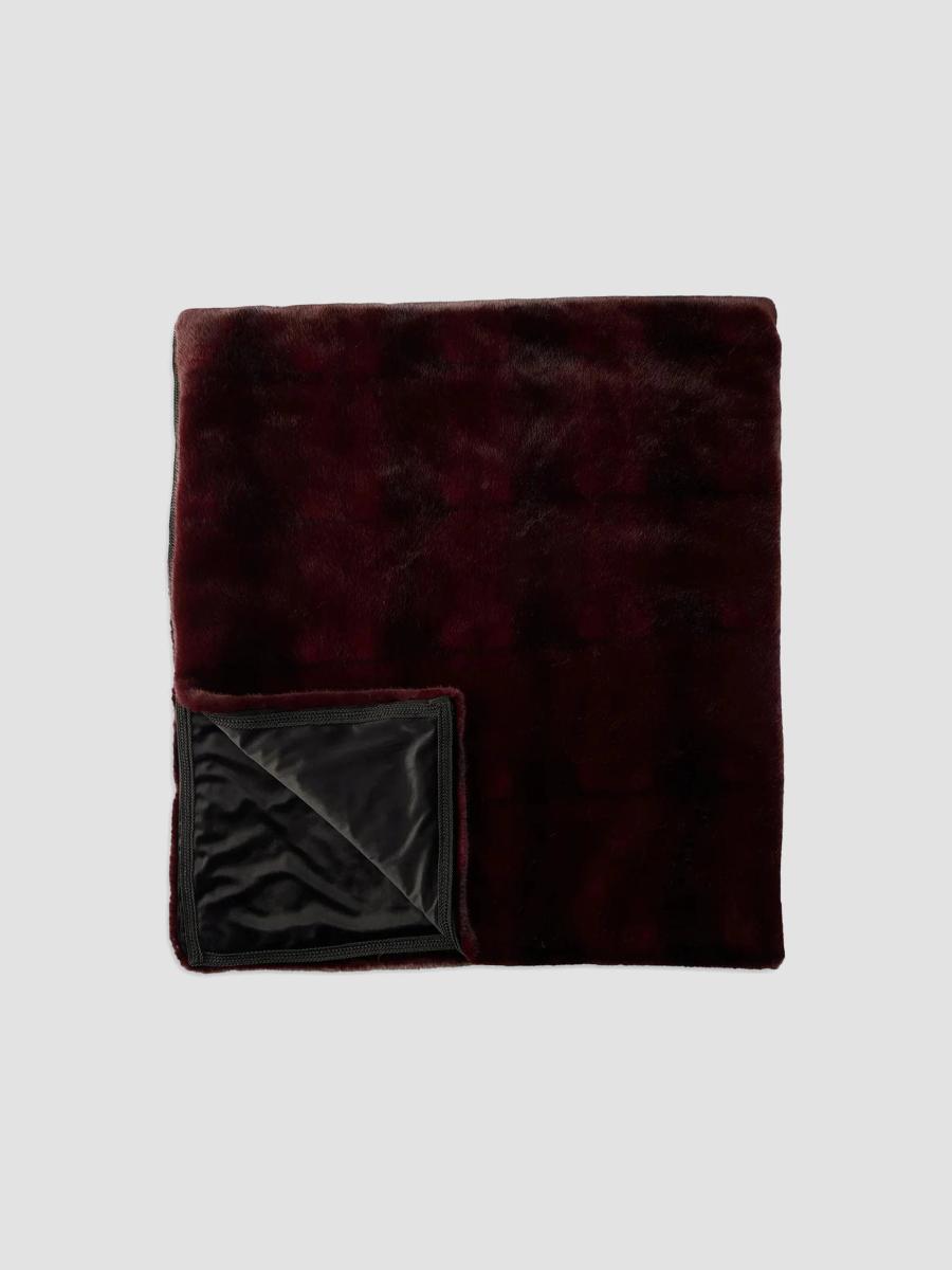 Gorski Faux-fur Throw Blanket In Burgundy Tie Dye