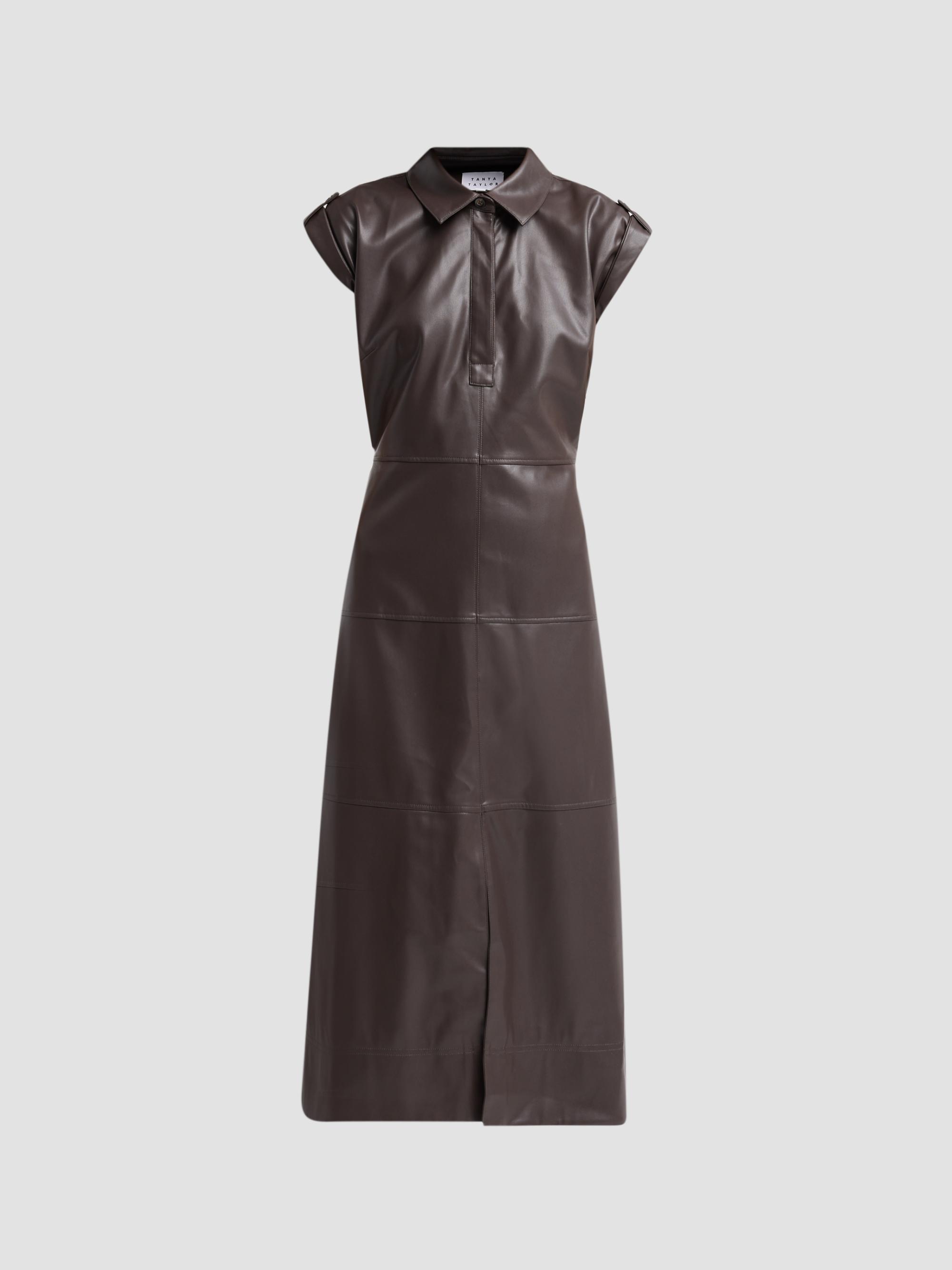 Tanya Taylor Shivi Faux Leather Midi Dress