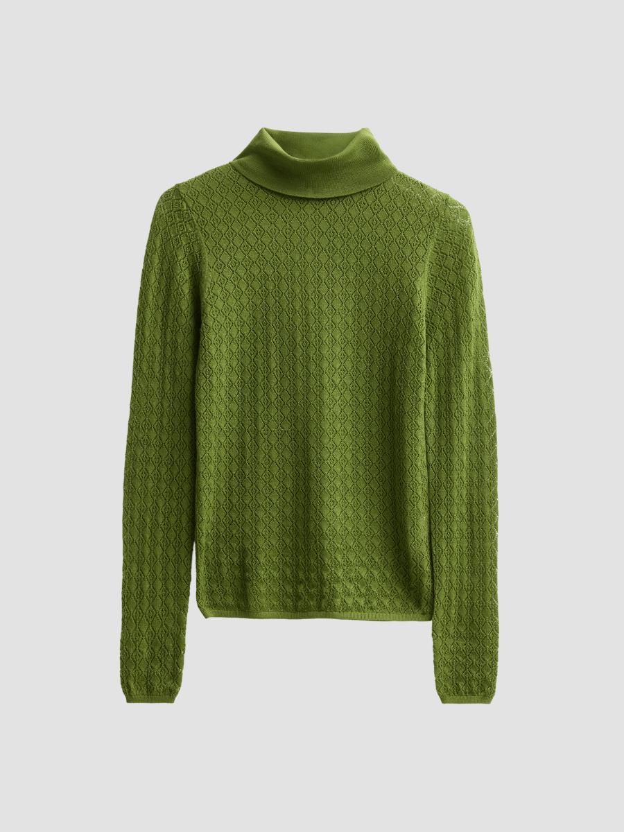 Tanya Taylor Women's Kayden Pointelle Merino-wool Turtleneck Sweater In Sprout