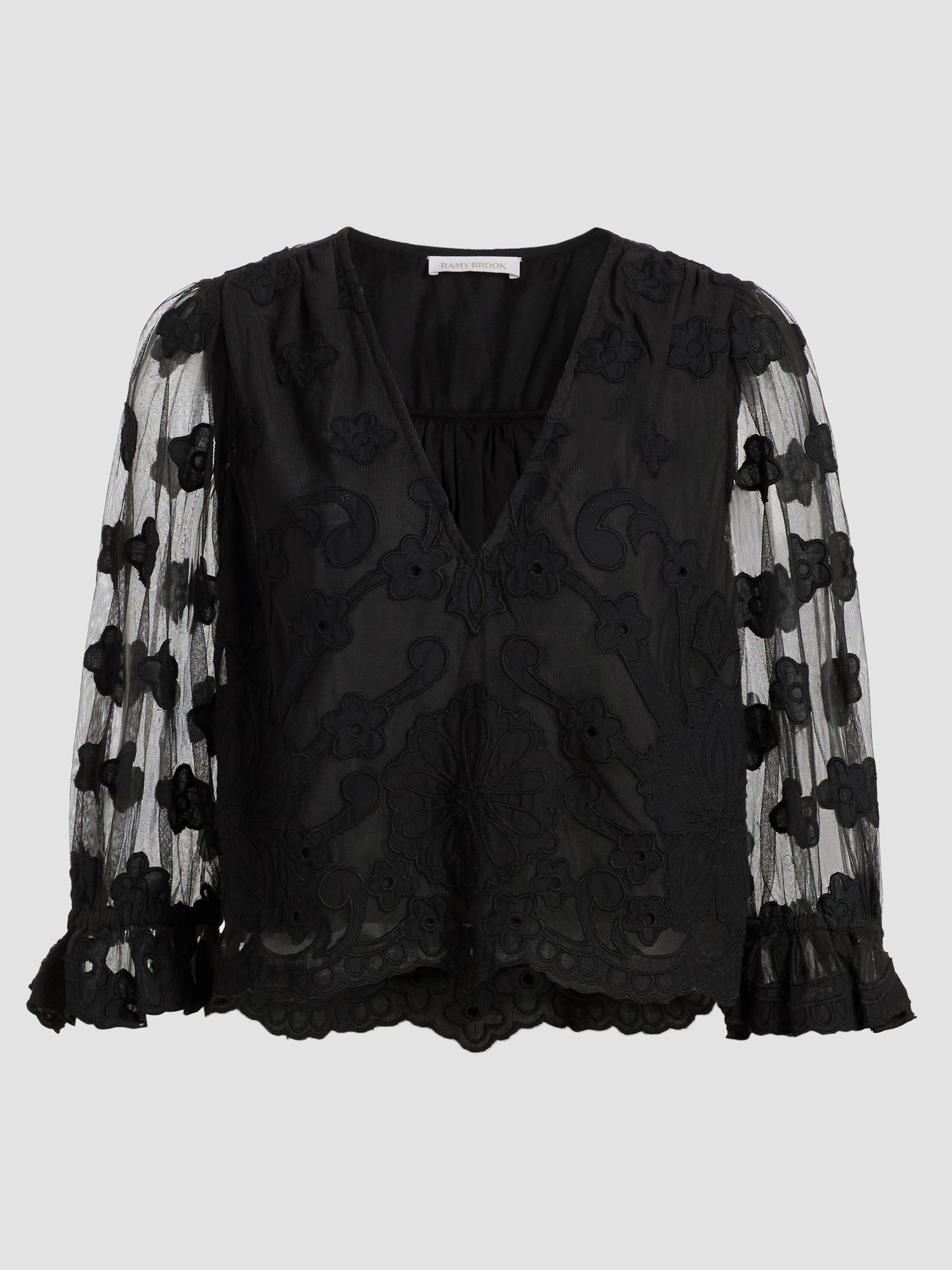 Ramy Brook Women's Esmeralda Embroidered Blouse - Black Embroidery
