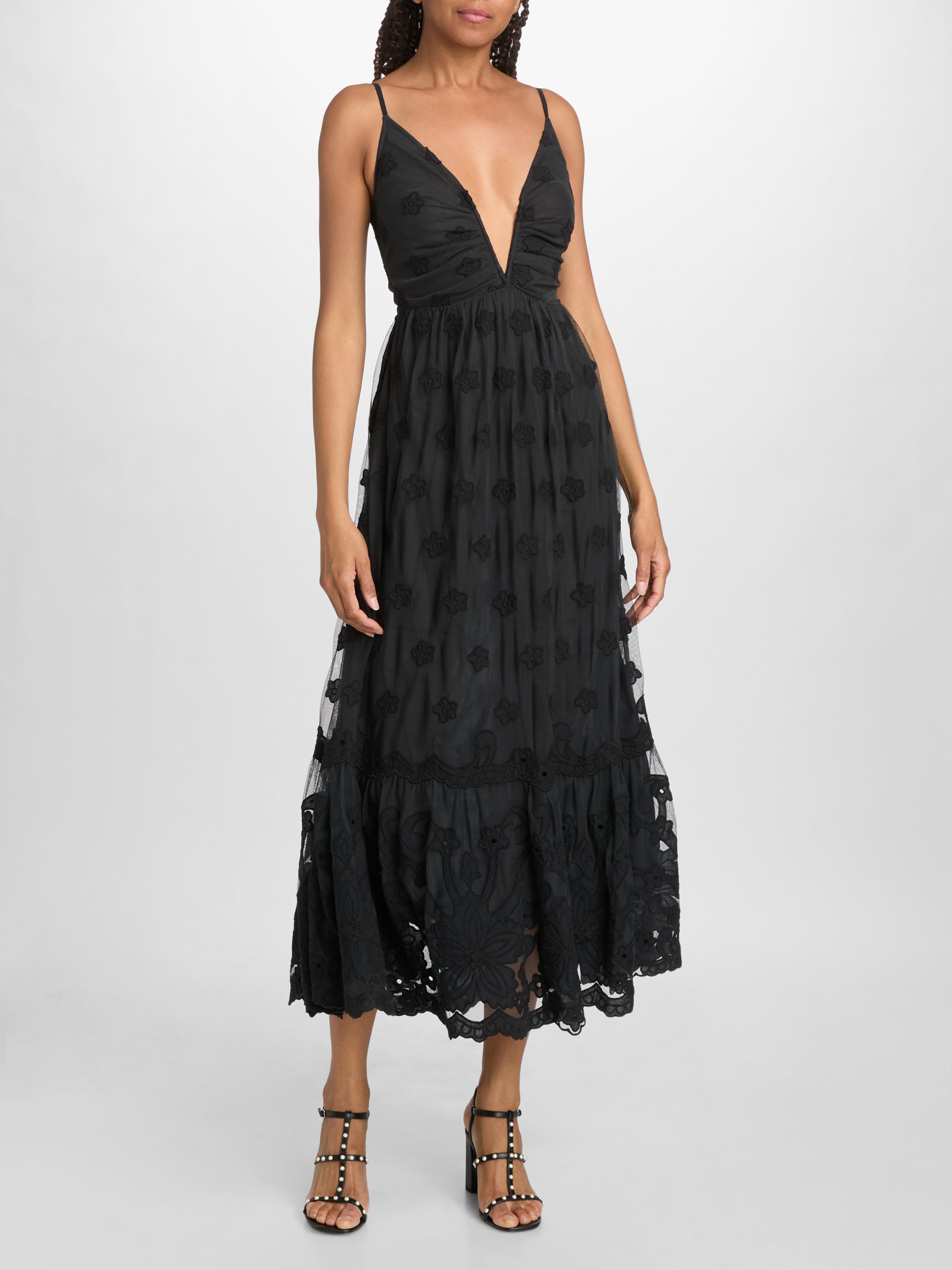 Ramy Brook Women's Imogen Embroidered Midi Dress - Black Embroidery | Thumbnail 3