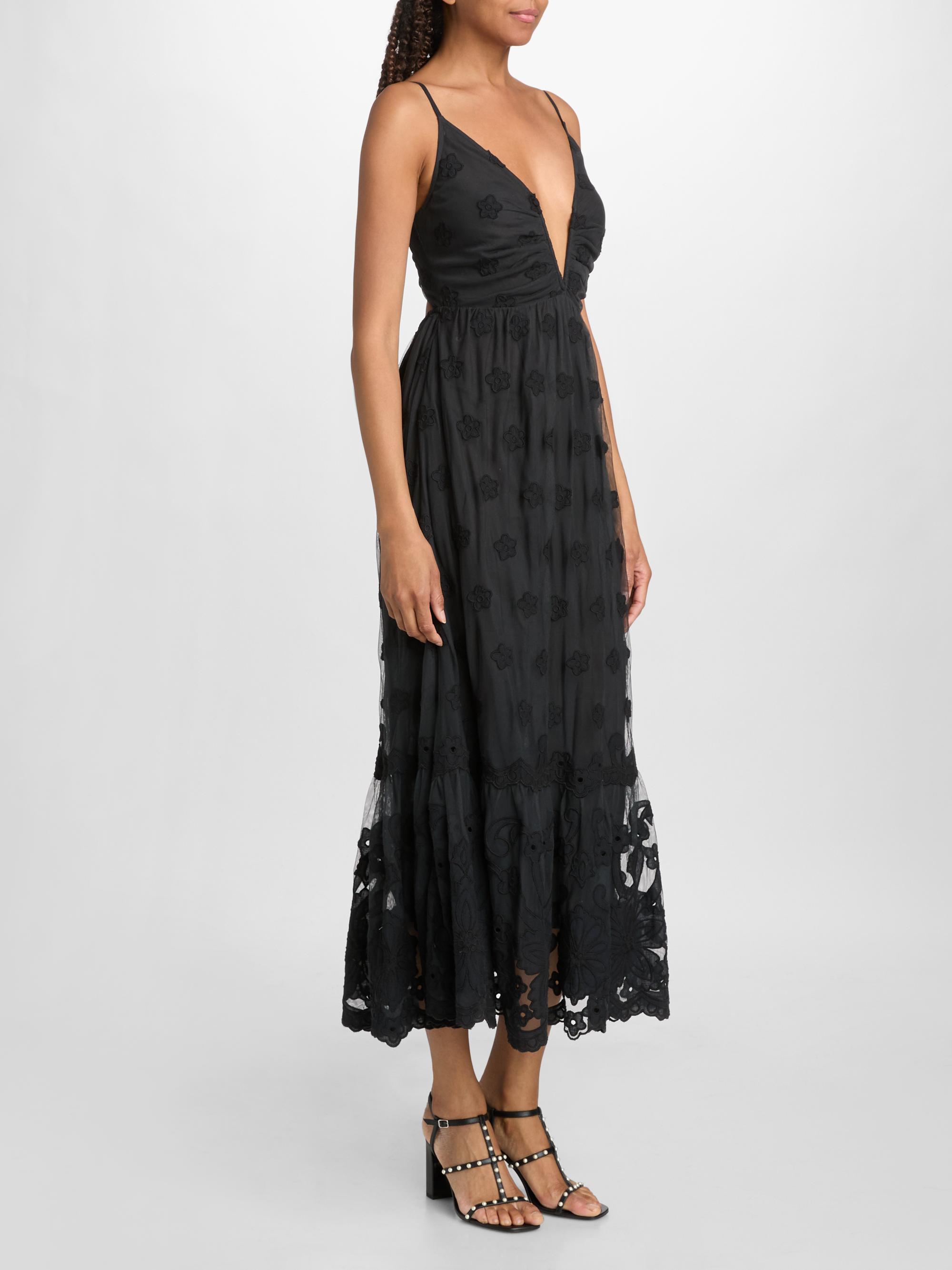 Ramy Brook Women's Imogen Embroidered Midi Dress - Black Embroidery | Thumbnail 4