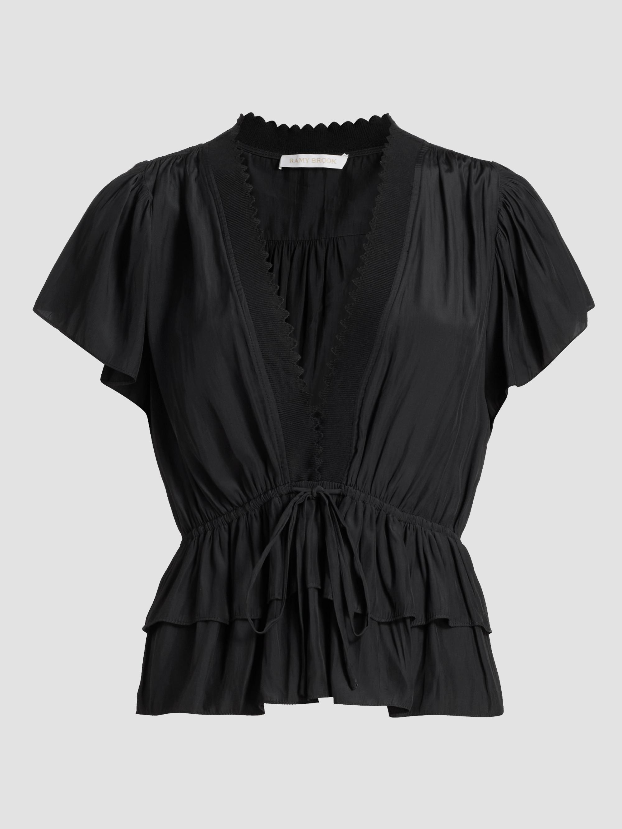 Ramy Brook Women's Emberly Chiffon Tiered Blouse - Black