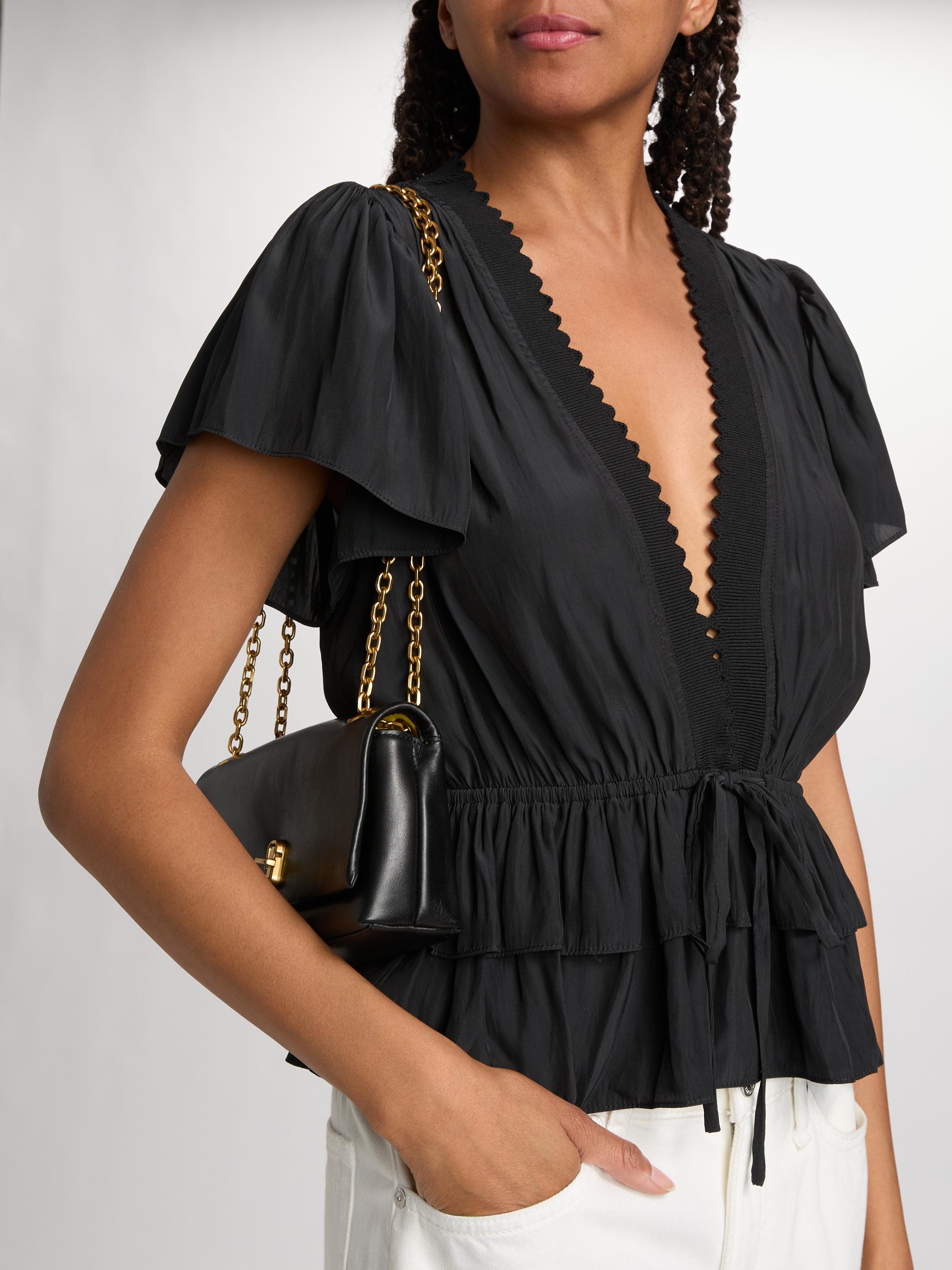 Ramy Brook Women's Emberly Chiffon Tiered Blouse - Black | Thumbnail 6