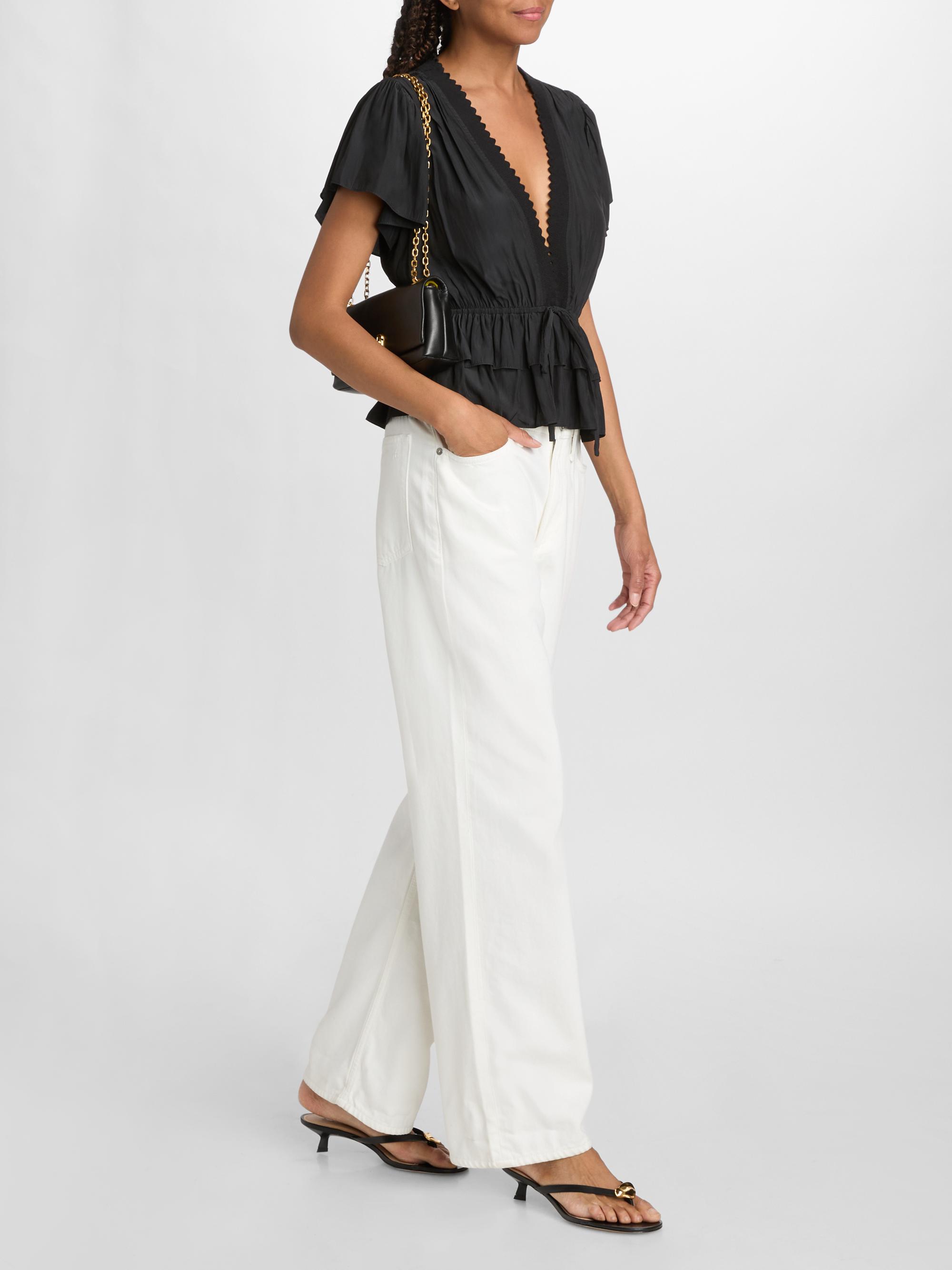 Ramy Brook Women's Emberly Chiffon Tiered Blouse - Black | Thumbnail 2