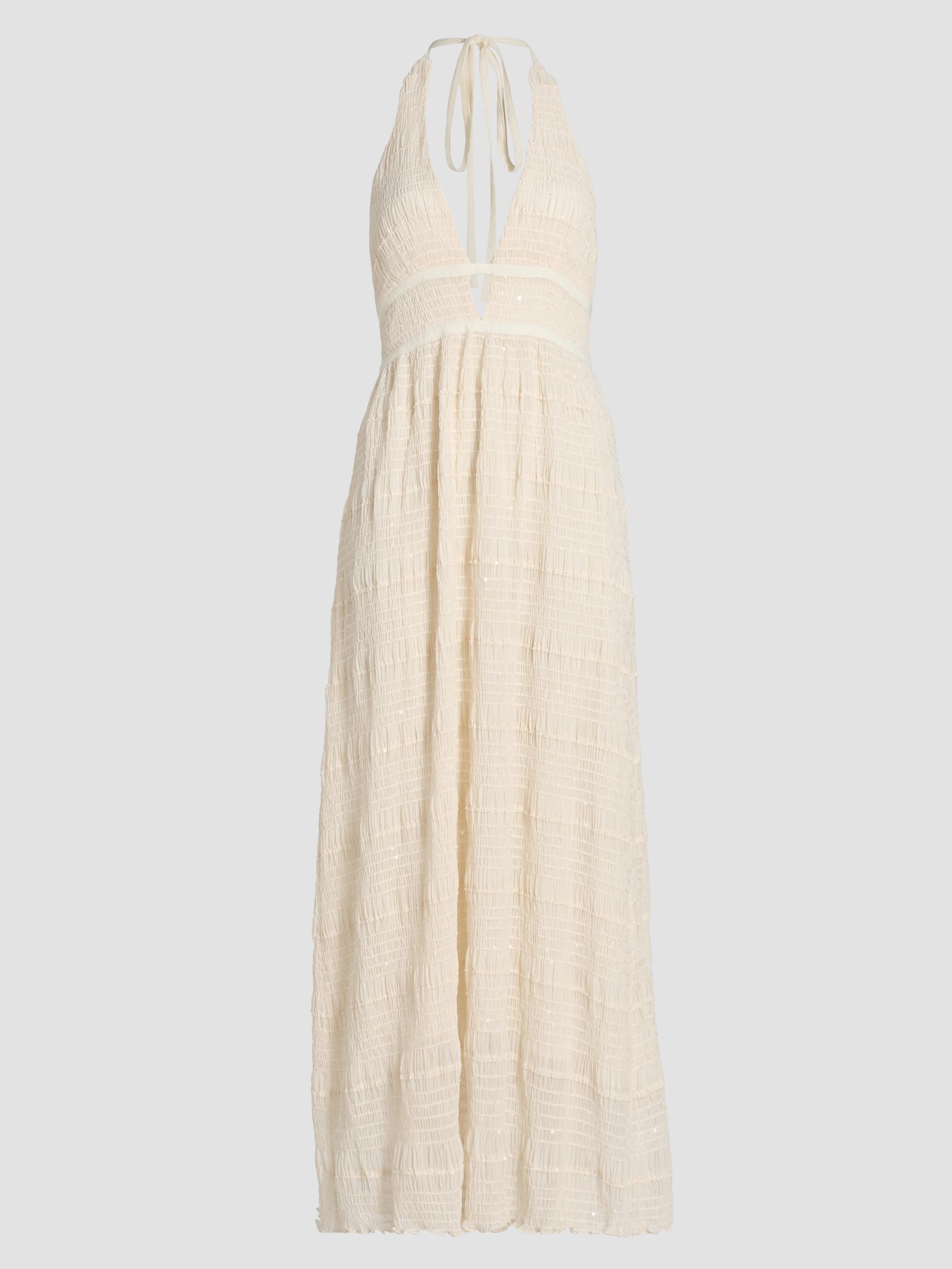 Ramy Brook Women's Hazel Halterneck Embellished Maxi Dress - Bone Chiffon | Thumbnail 8