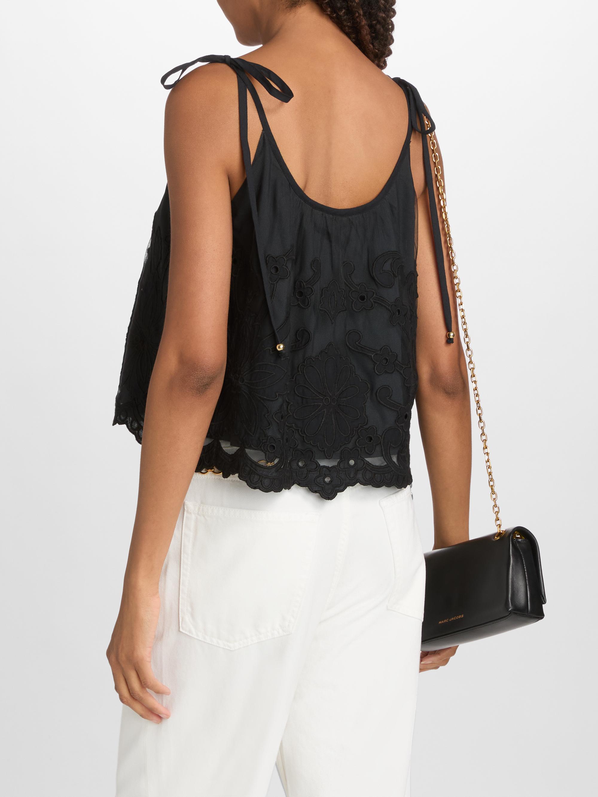 Ramy Brook Women's Elsie Embroidered Crop Top - Black Embroidery | Thumbnail 5