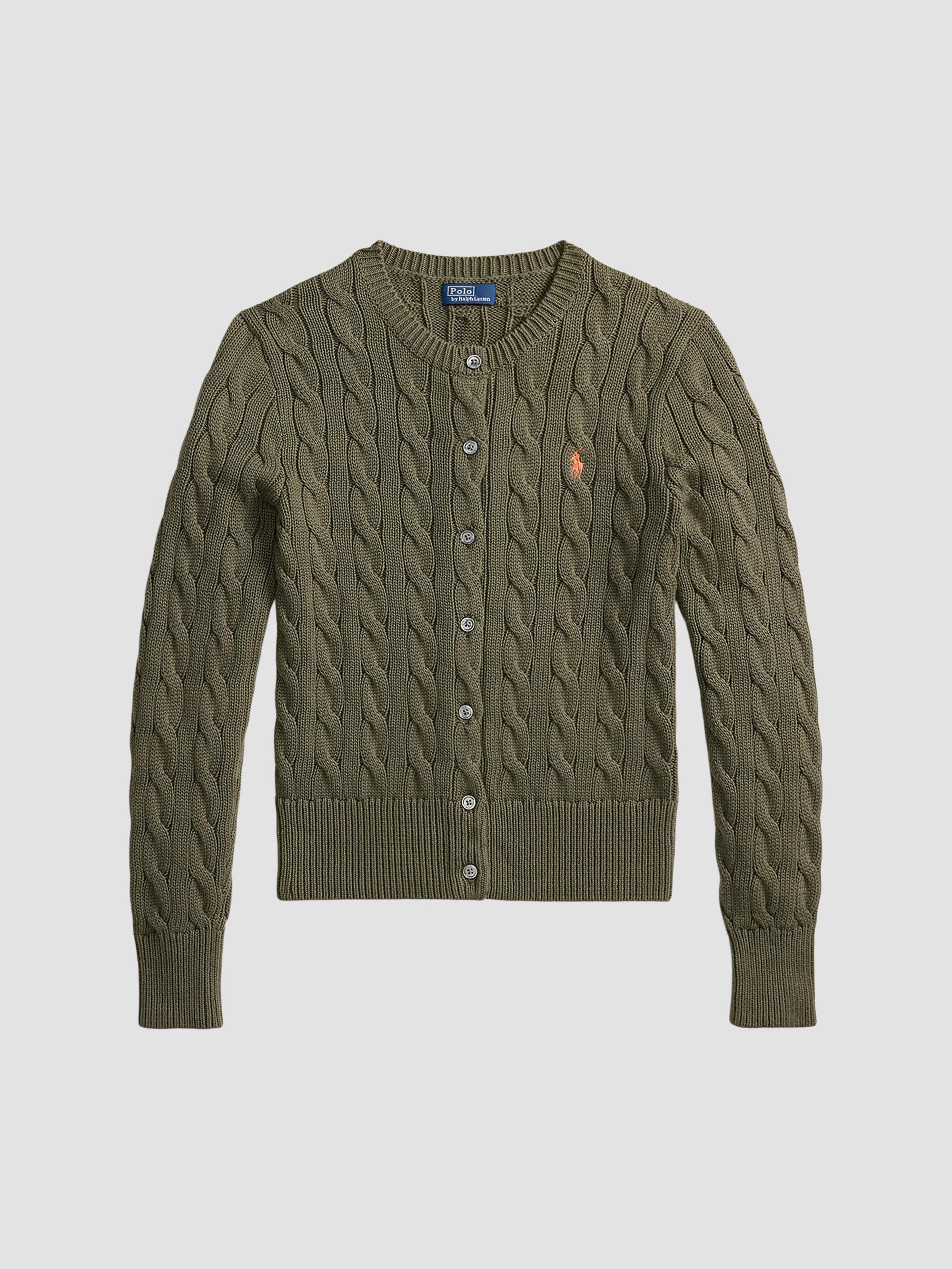 Polo Ralph Lauren Cable-Knit Stretch-Cotton Crop Cardigan | Saks