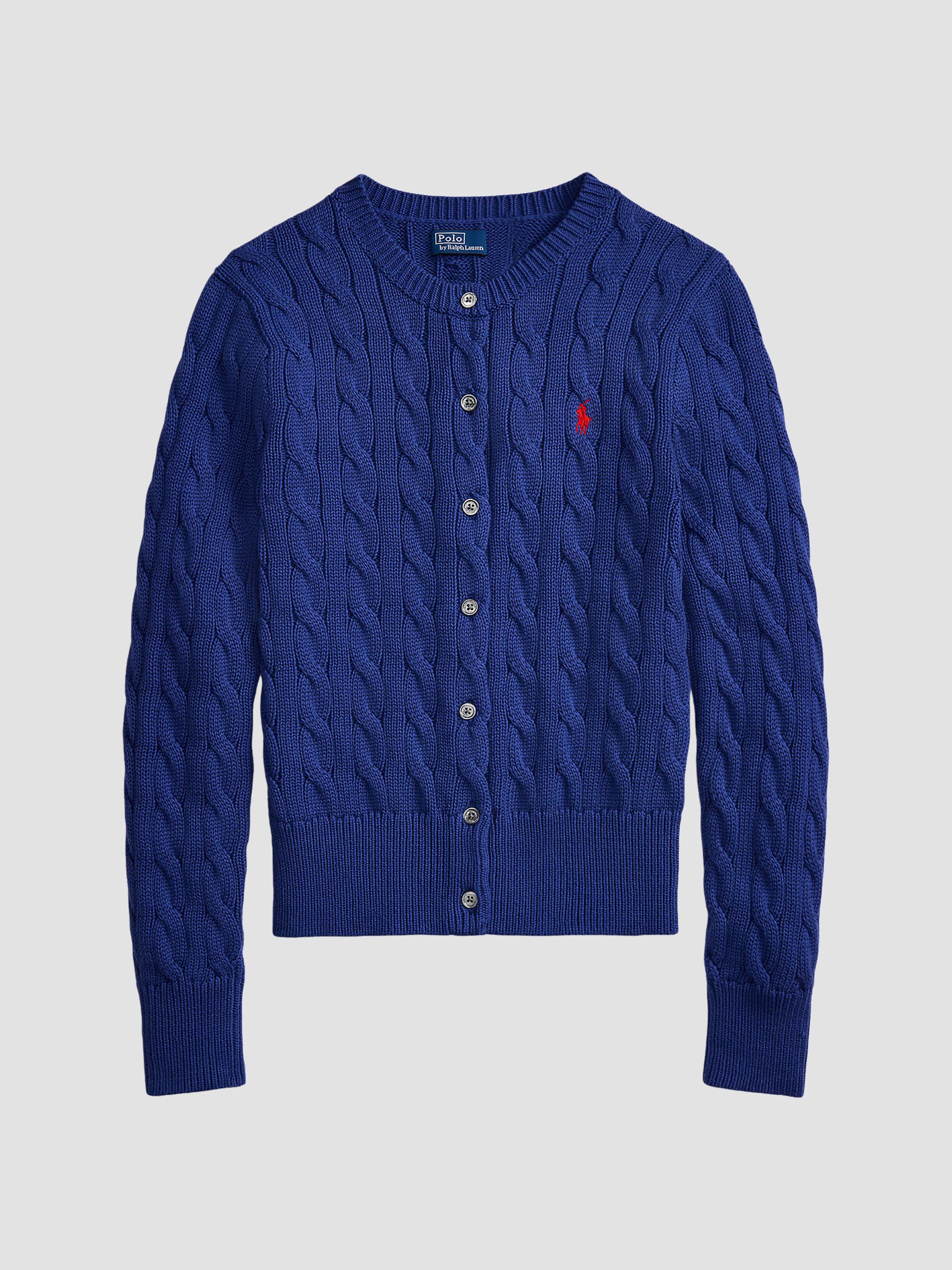 Polo Ralph Lauren Cable-Knit Stretch-Cotton Crop Cardigan | Saks