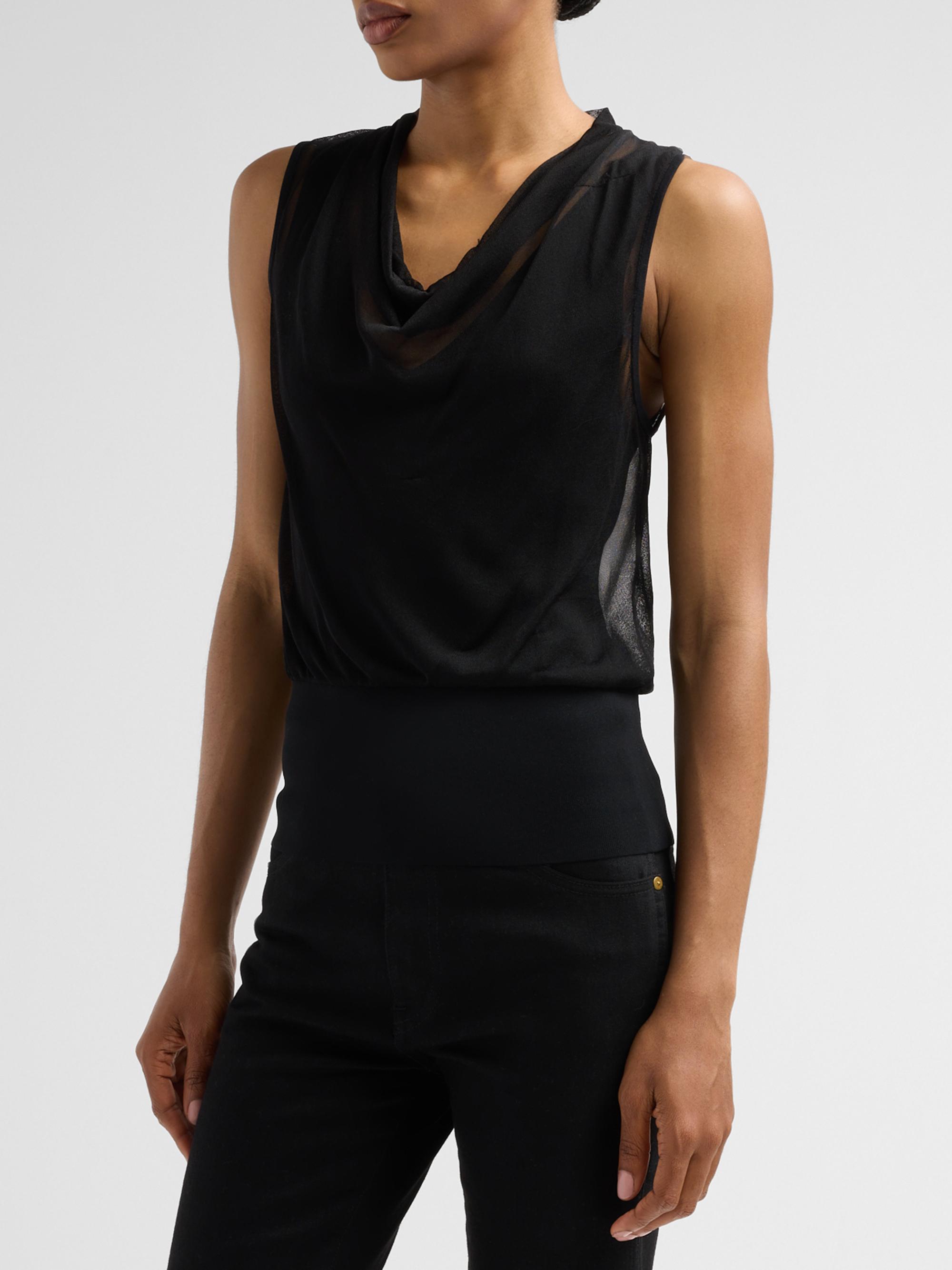SIMKHAI Women's Cara Cowlneck Tank - Black | Thumbnail 4