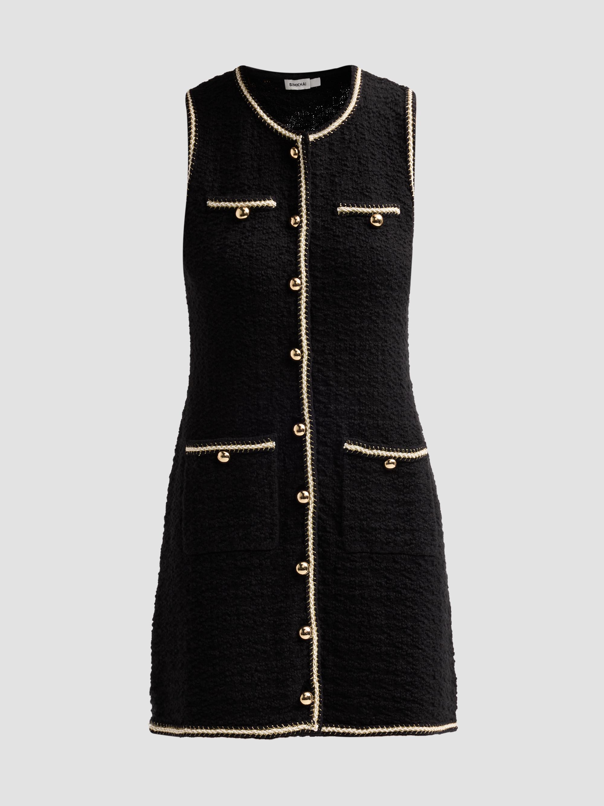 SIMKHAI Women's Kerris Rib-Knit Sheath Mini Dress - Black | Thumbnail 6