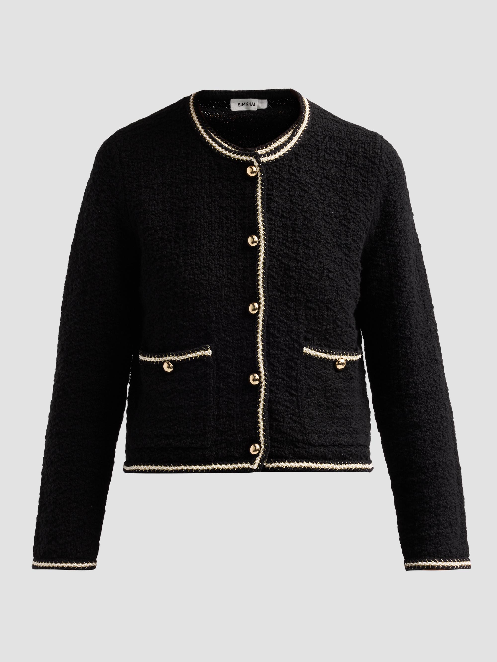 SIMKHAI Women's Anouk Cotton Button-Front Jacket - Black | Thumbnail 6