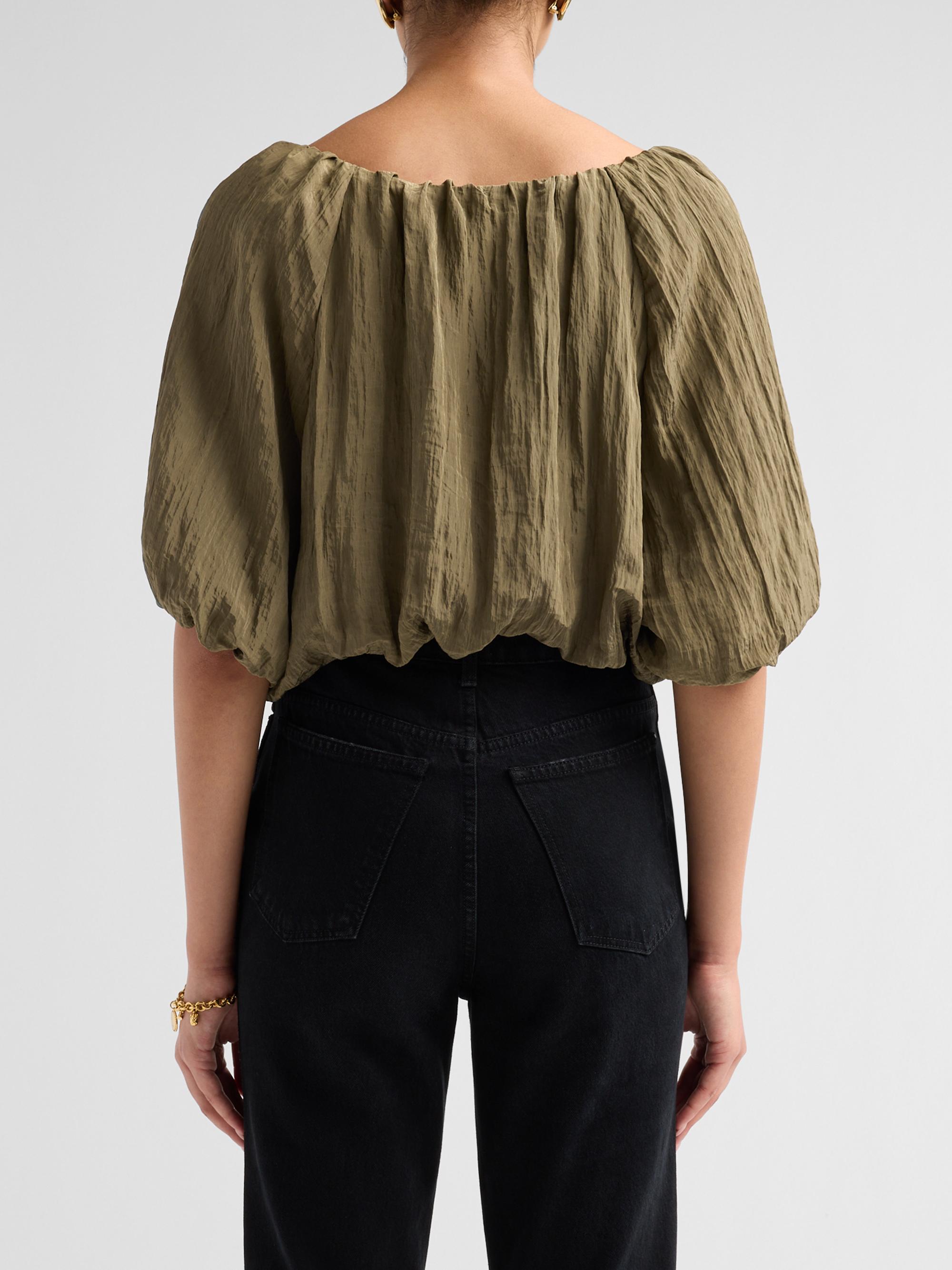 SIMKHAI Women's Anni Puff-Sleeve Crop Top - Sea Turtle | Thumbnail 3