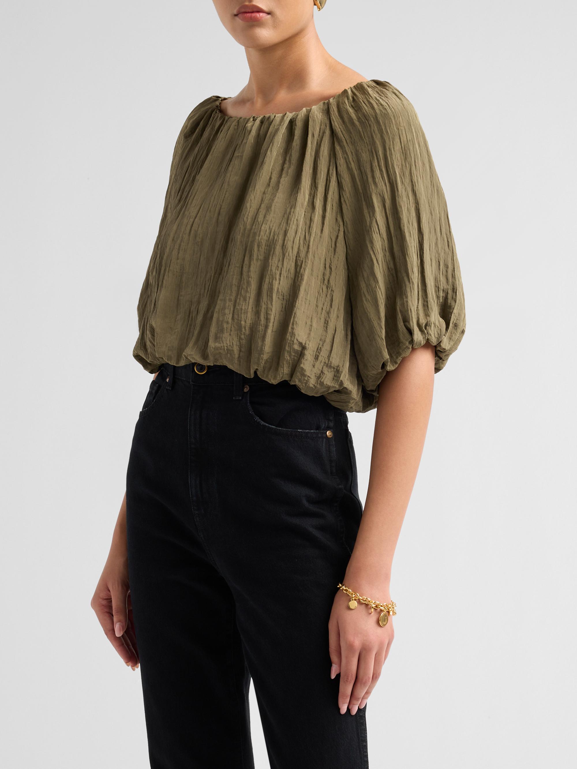 SIMKHAI Women's Anni Puff-Sleeve Crop Top - Sea Turtle | Thumbnail 4