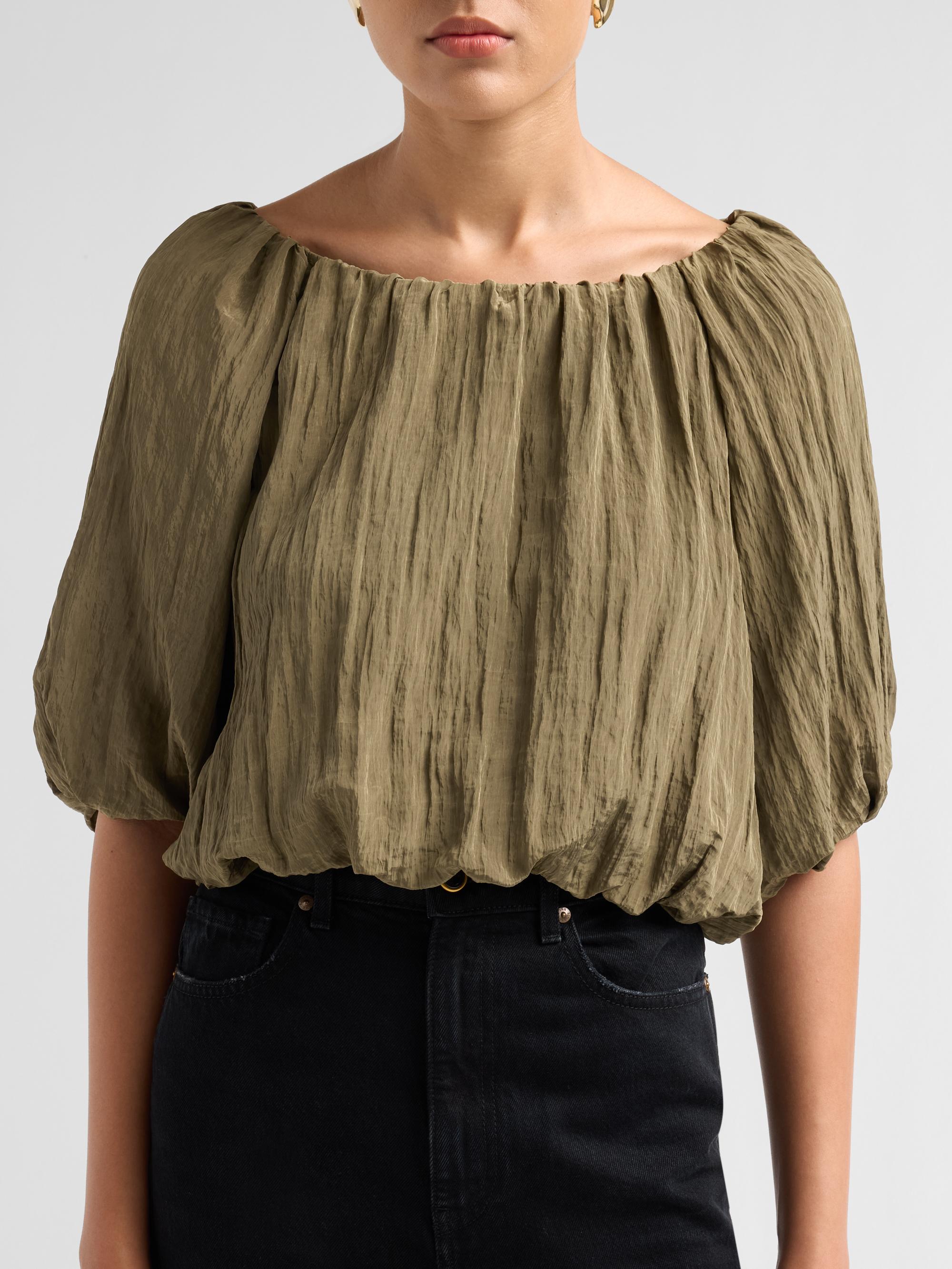 SIMKHAI Women's Anni Puff-Sleeve Crop Top - Sea Turtle | Thumbnail 5