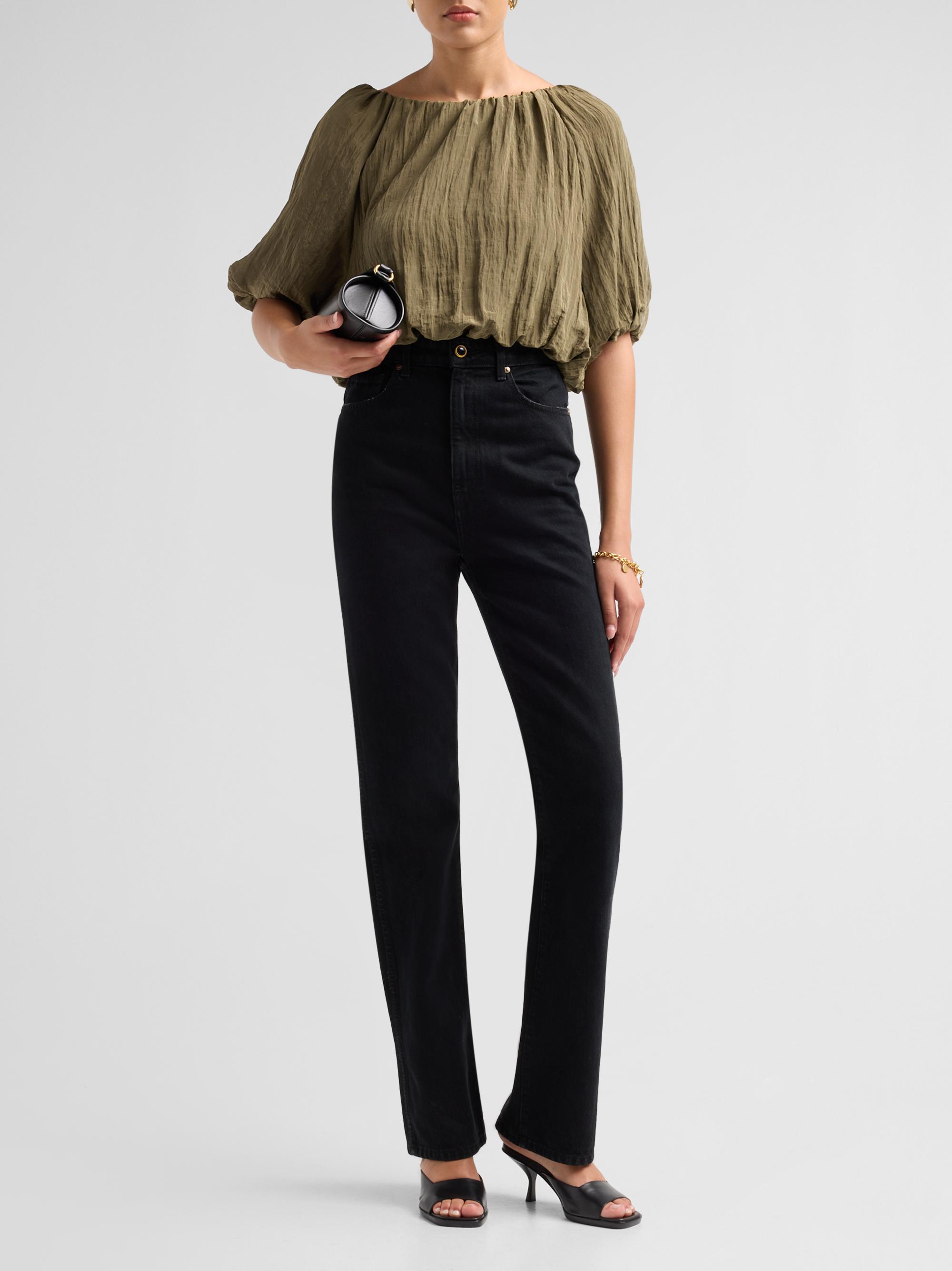 SIMKHAI Women's Anni Puff-Sleeve Crop Top - Sea Turtle | Thumbnail 2