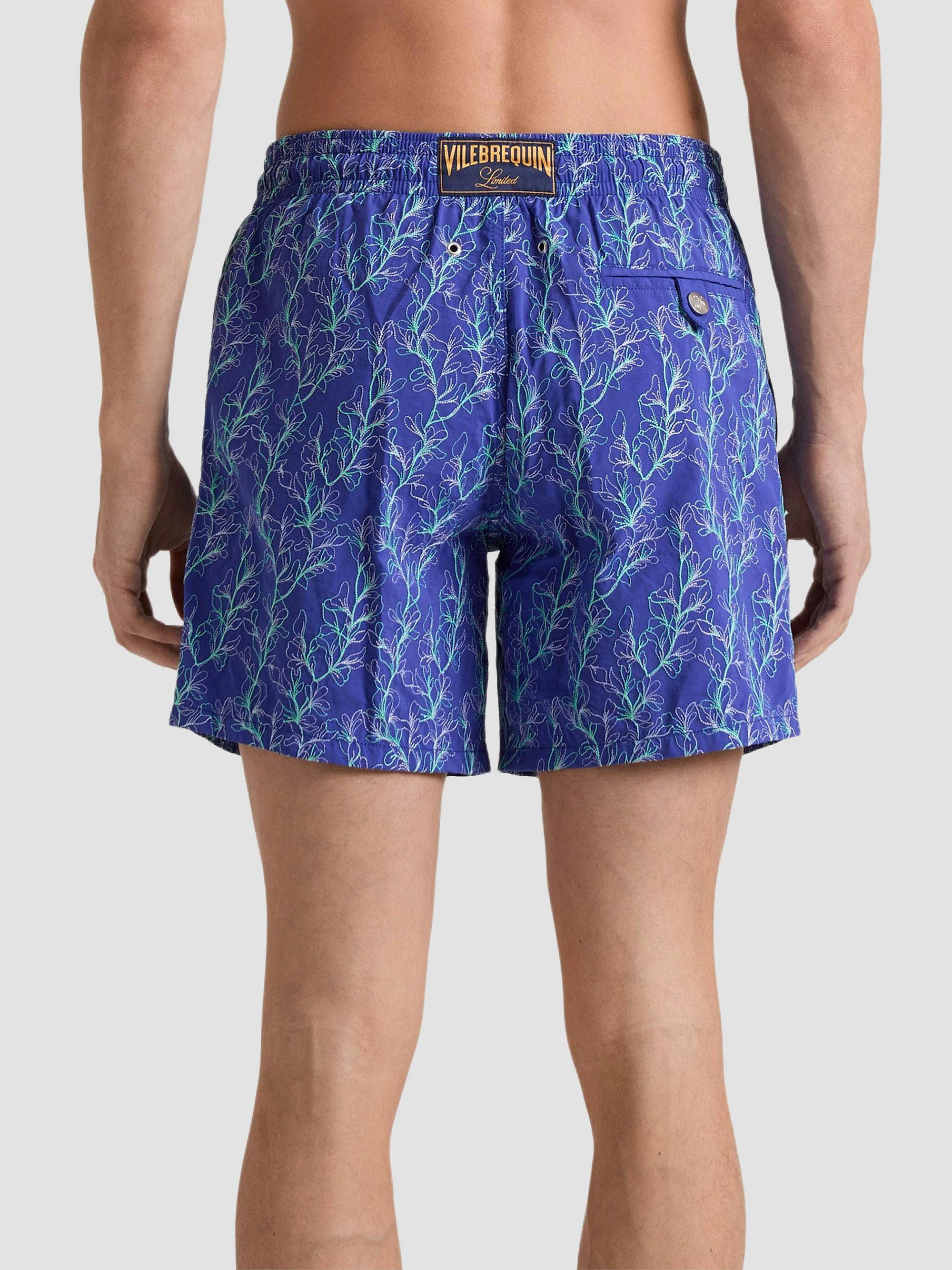 Vilebrequin Men's Mistral Embroidered X-Ray Seaweed Swim Trunks