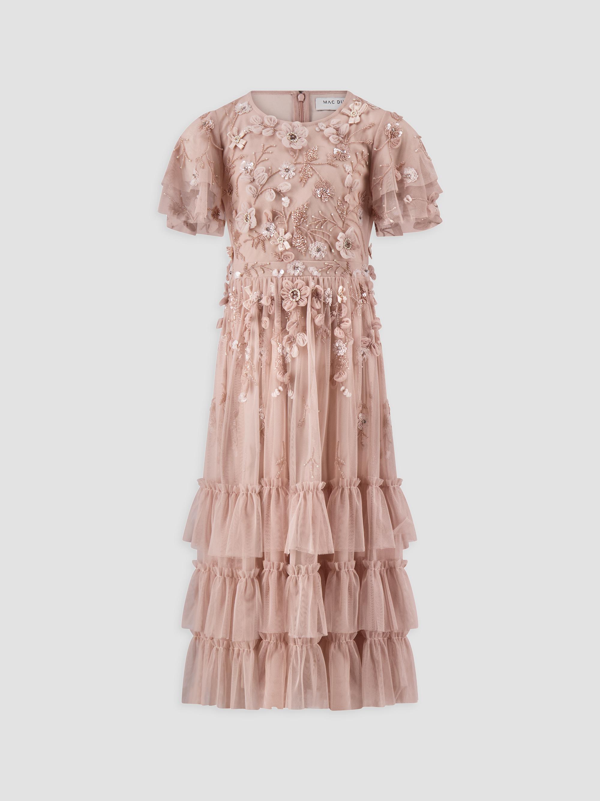 Mac Duggal Little Girl's & Girl's Mesh Embellished Tiered Dress - Blush
