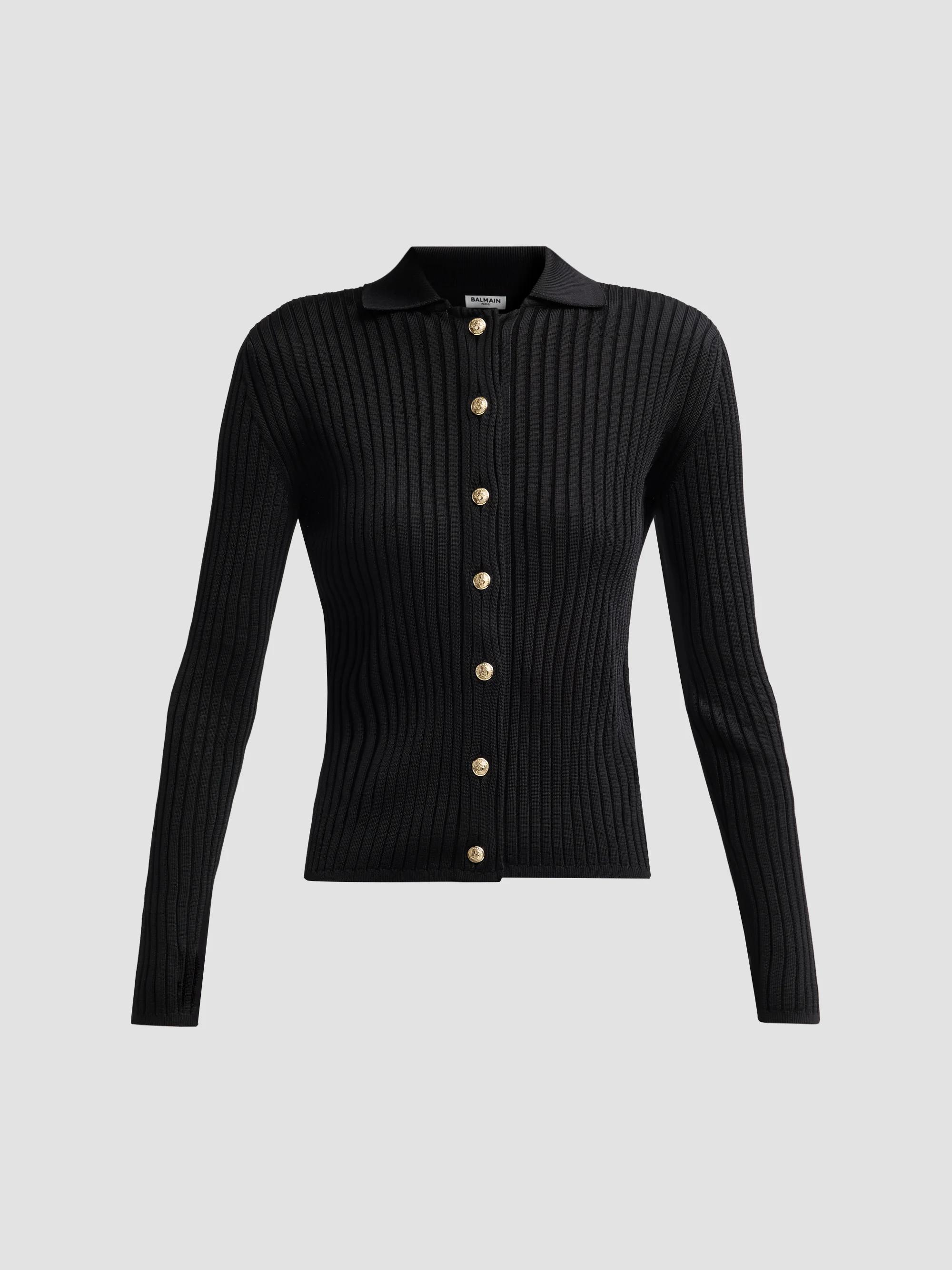 Balmain Engraved Button Rib-Knit Cardigan | Saks Fifth Avenue