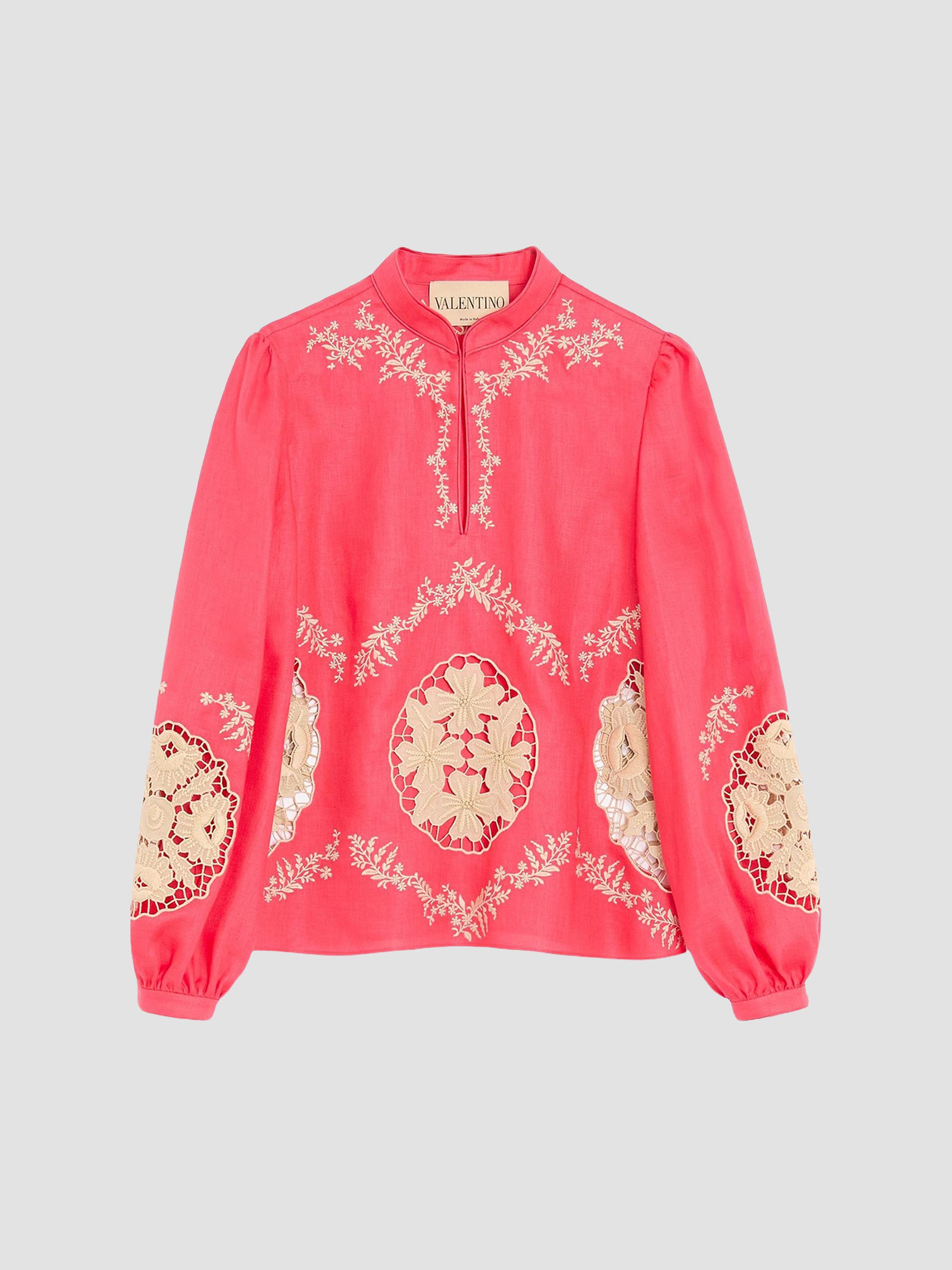 Valentino Garavani Women's Embroidered Couture Linen Top - Coral Beige | Thumbnail 8