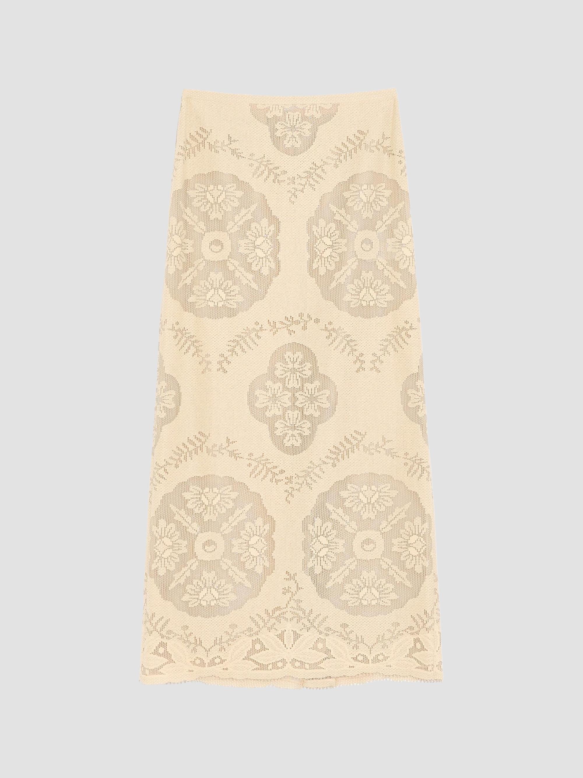 Valentino Garavani Women's Skirt in Floral Stamp Blanket - Ecru Silver | Thumbnail 7