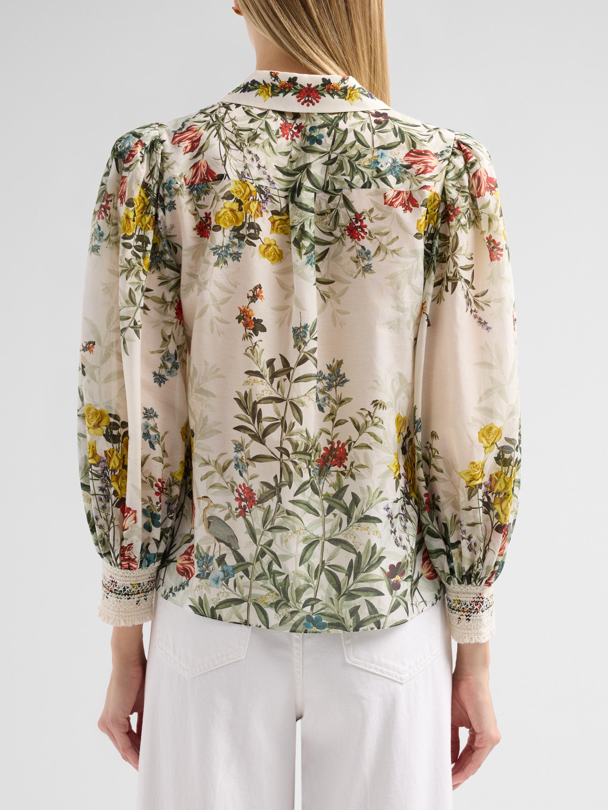 ALICE + OLIVIA Women's Charis Printed Cotton-Silk Blouse - Desert Sprigs Vanilla | Thumbnail 3