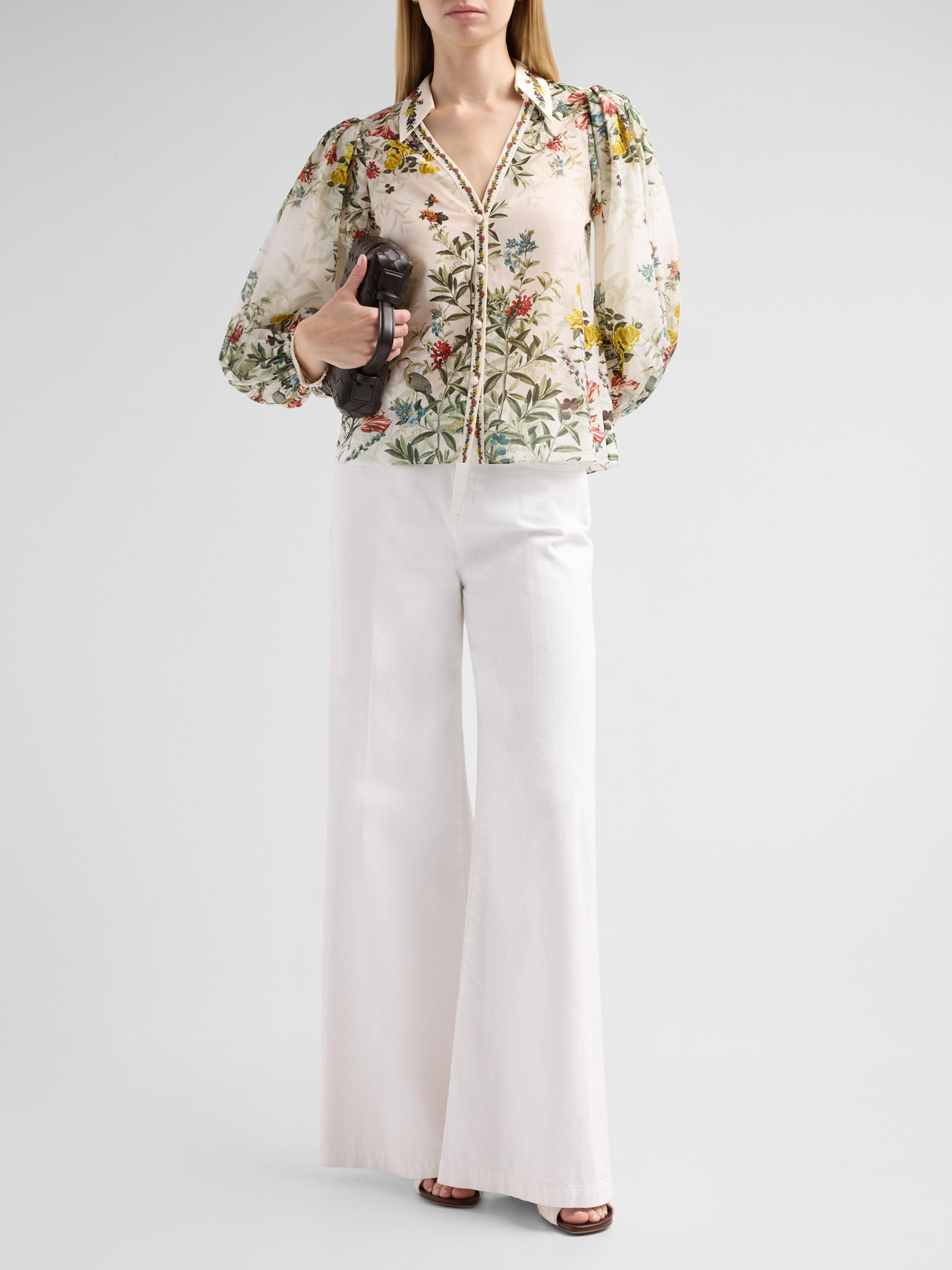 ALICE + OLIVIA Women's Charis Printed Cotton-Silk Blouse - Desert Sprigs Vanilla | Thumbnail 2