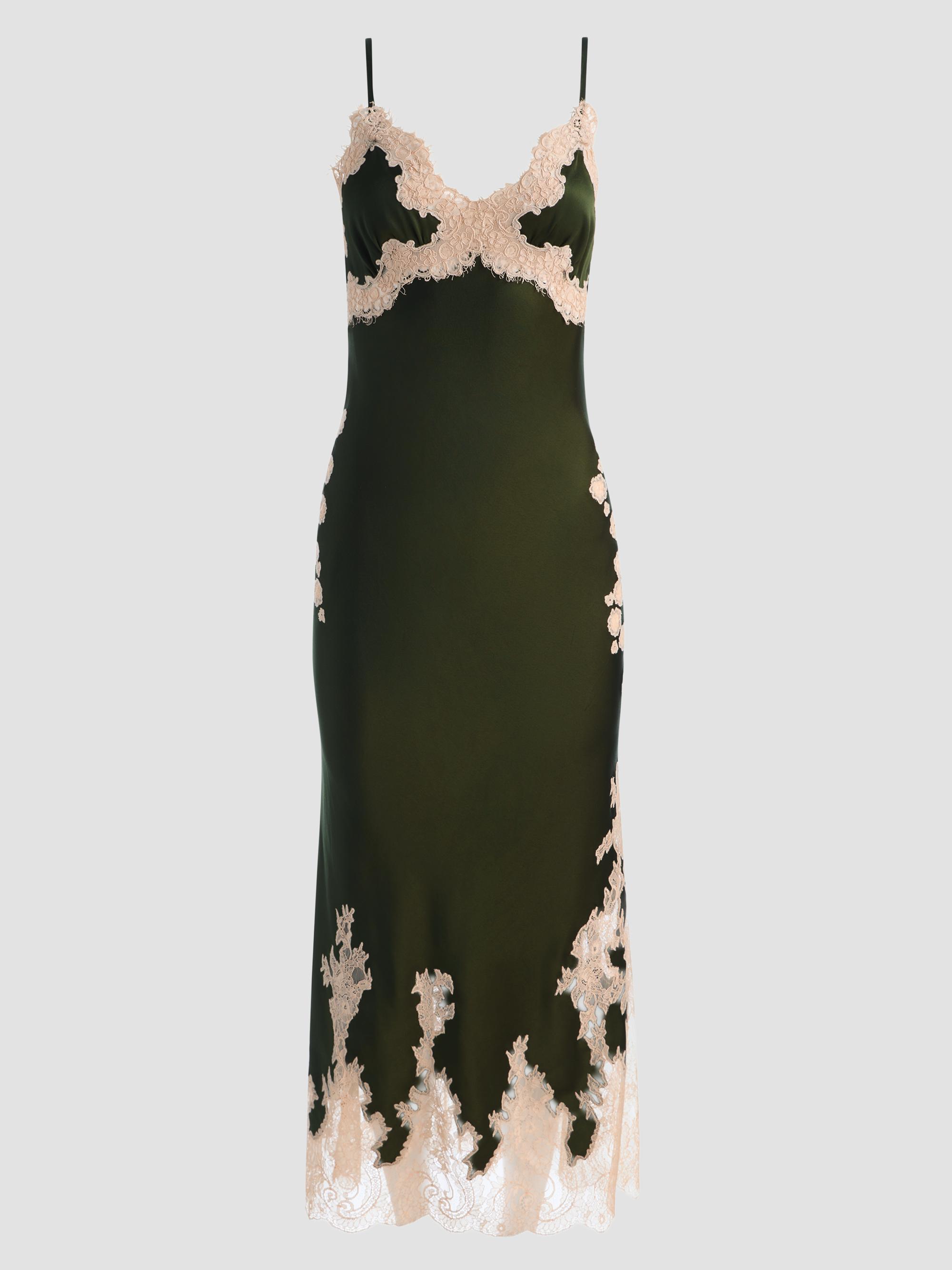 Julietta Cutaway Lace-Trim Slip Dress