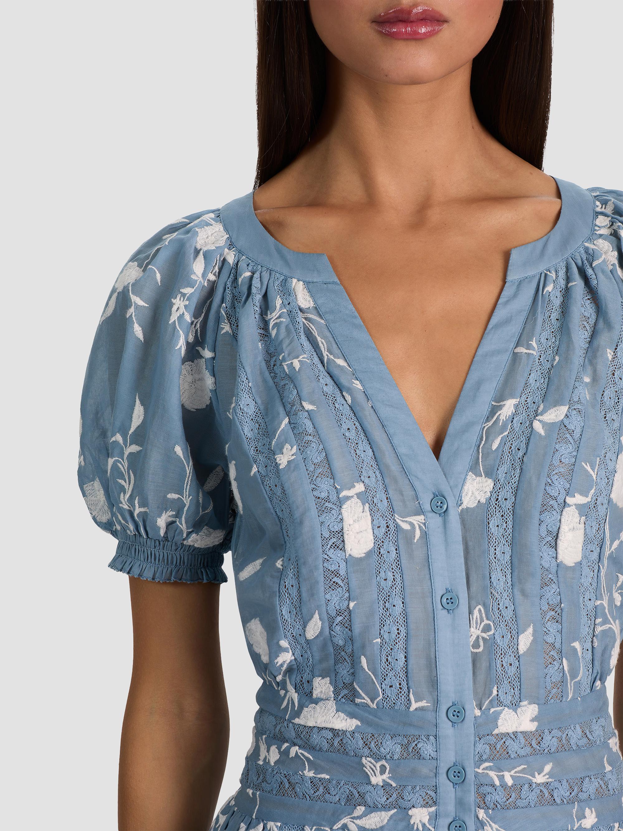 ALICE + OLIVIA Kathryn Lace-Trim Floral Midi Shirtdress | Saks
