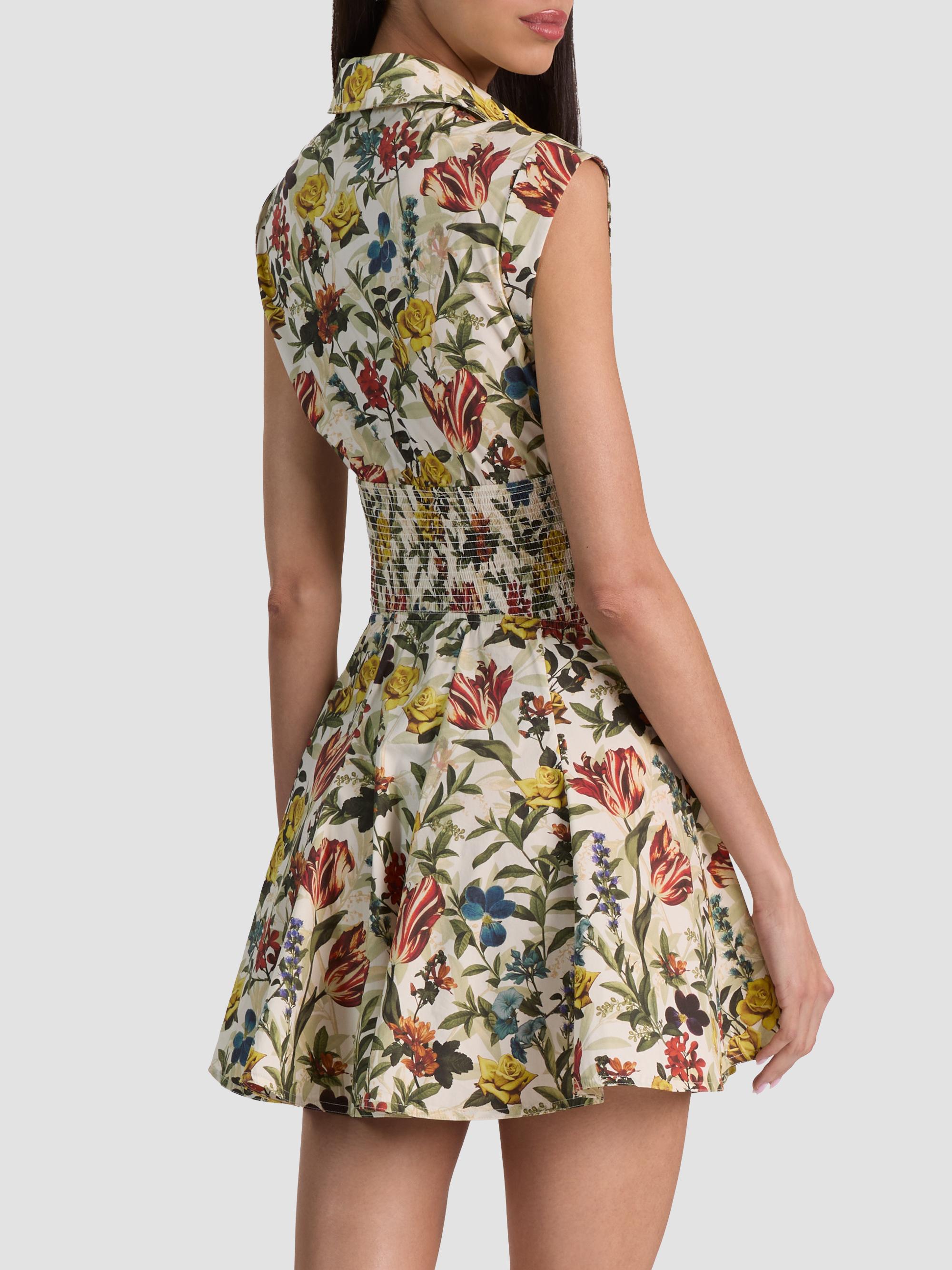 ALICE + OLIVIA Women's Kim Paneled Corset Flared Mini Shirtdress - Desert Sprigs Vanilla | Thumbnail 3