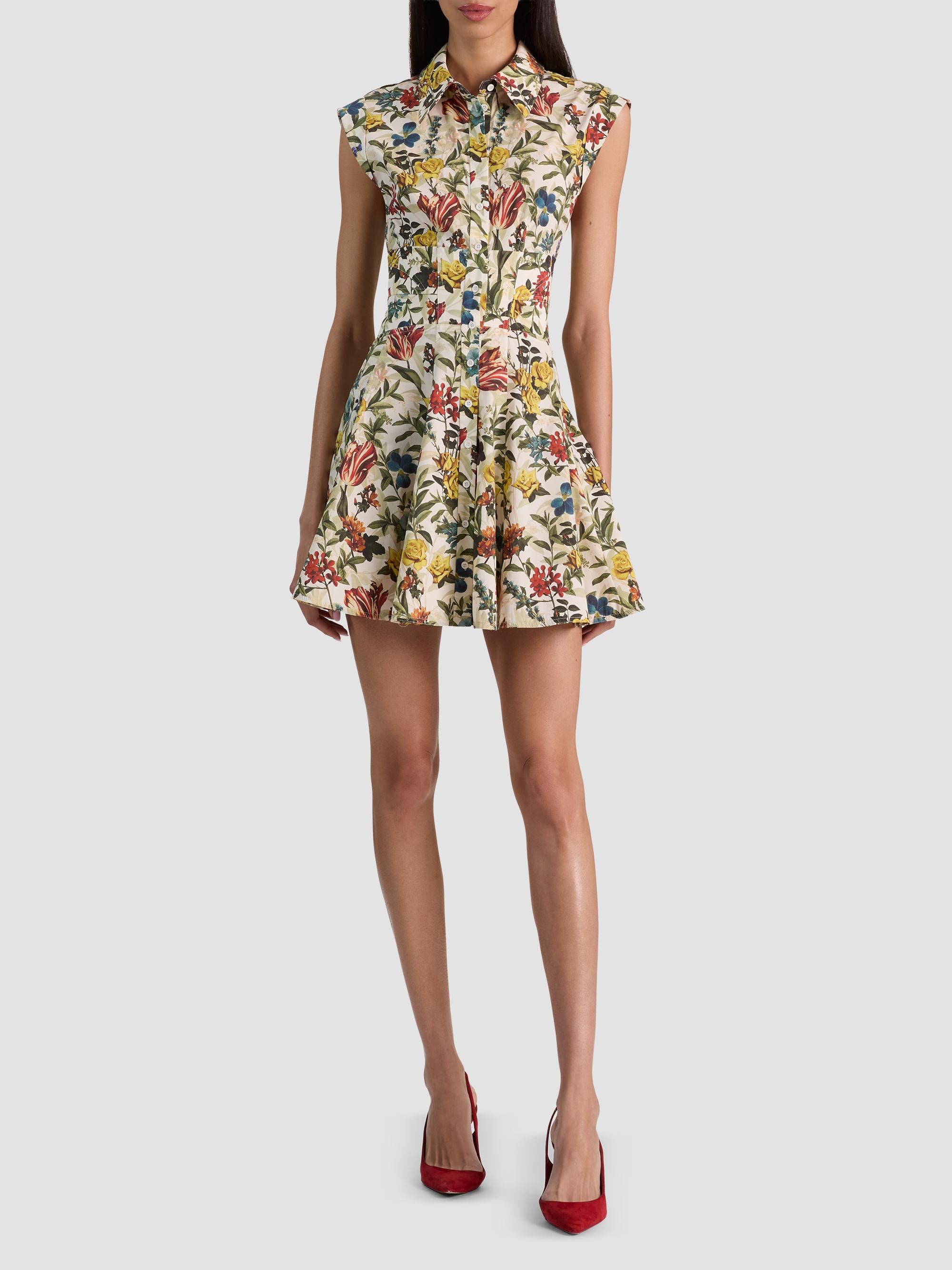 ALICE + OLIVIA Women's Kim Paneled Corset Flared Mini Shirtdress - Desert Sprigs Vanilla | Thumbnail 2