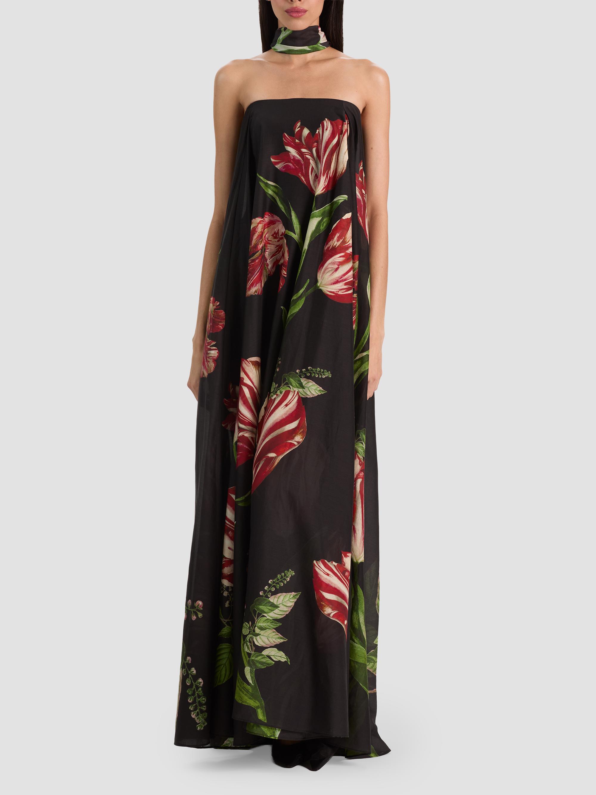 ALICE + OLIVIA Maricela Strapless Voluminous Scarf Maxi Dress