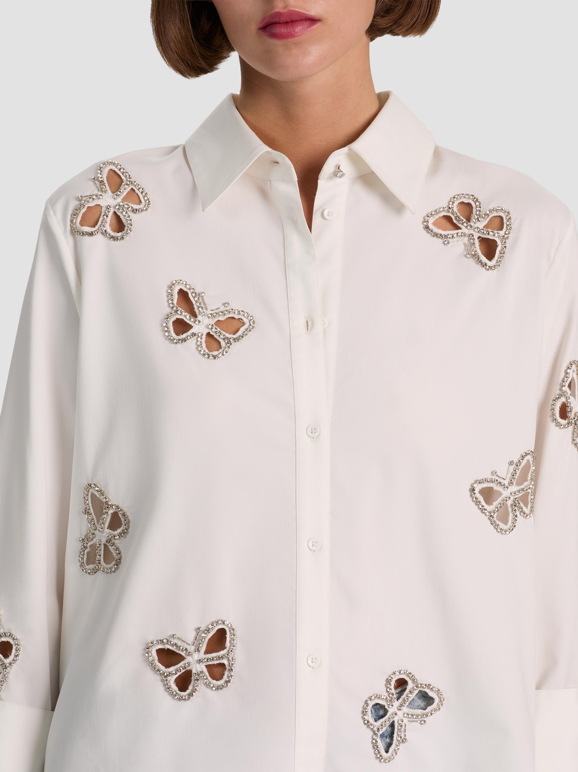 ALICE + OLIVIA Finely Embellished Button-Front Shirt | Saks Fifth