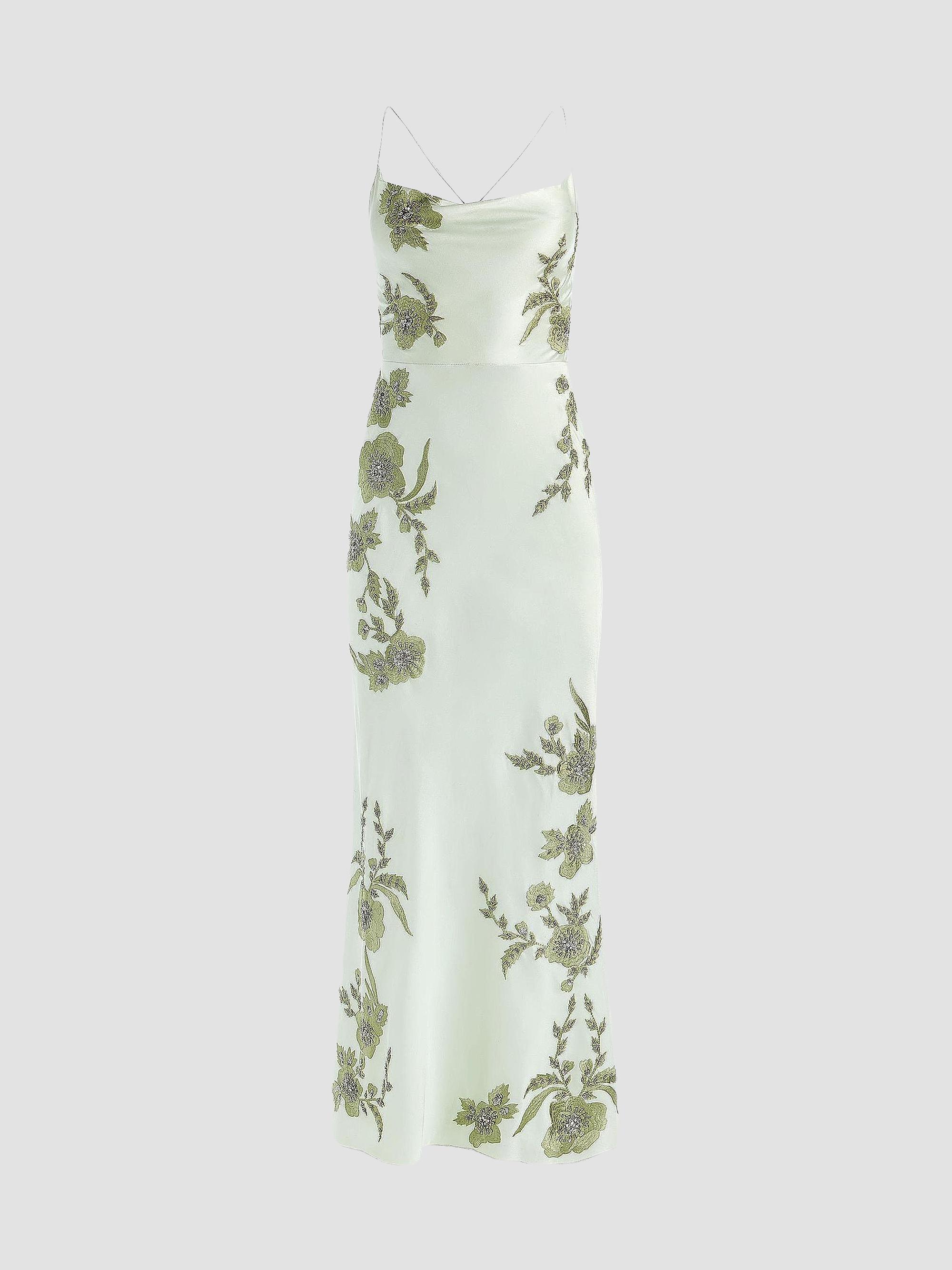 Montana Floral-Embellished Cowlneck Maxi Dress