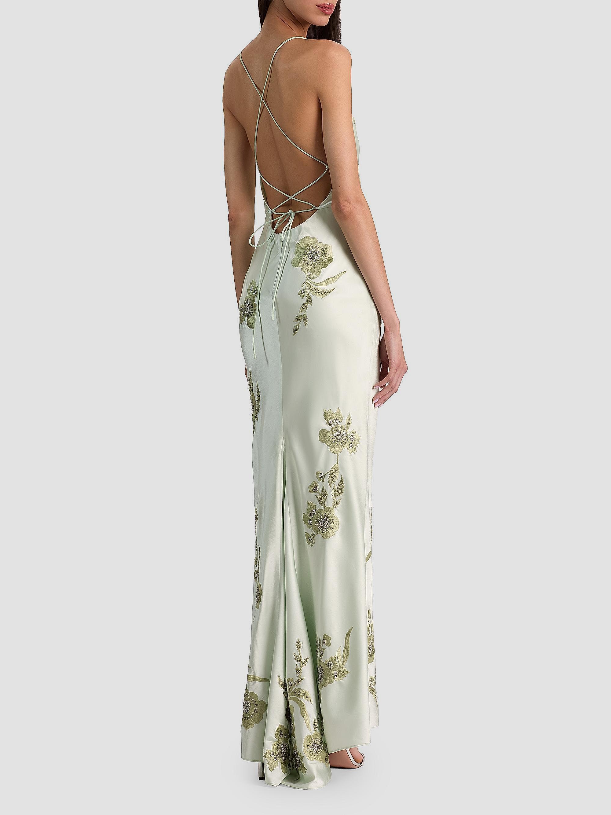 Montana Floral-Embellished Cowlneck Maxi Dress
