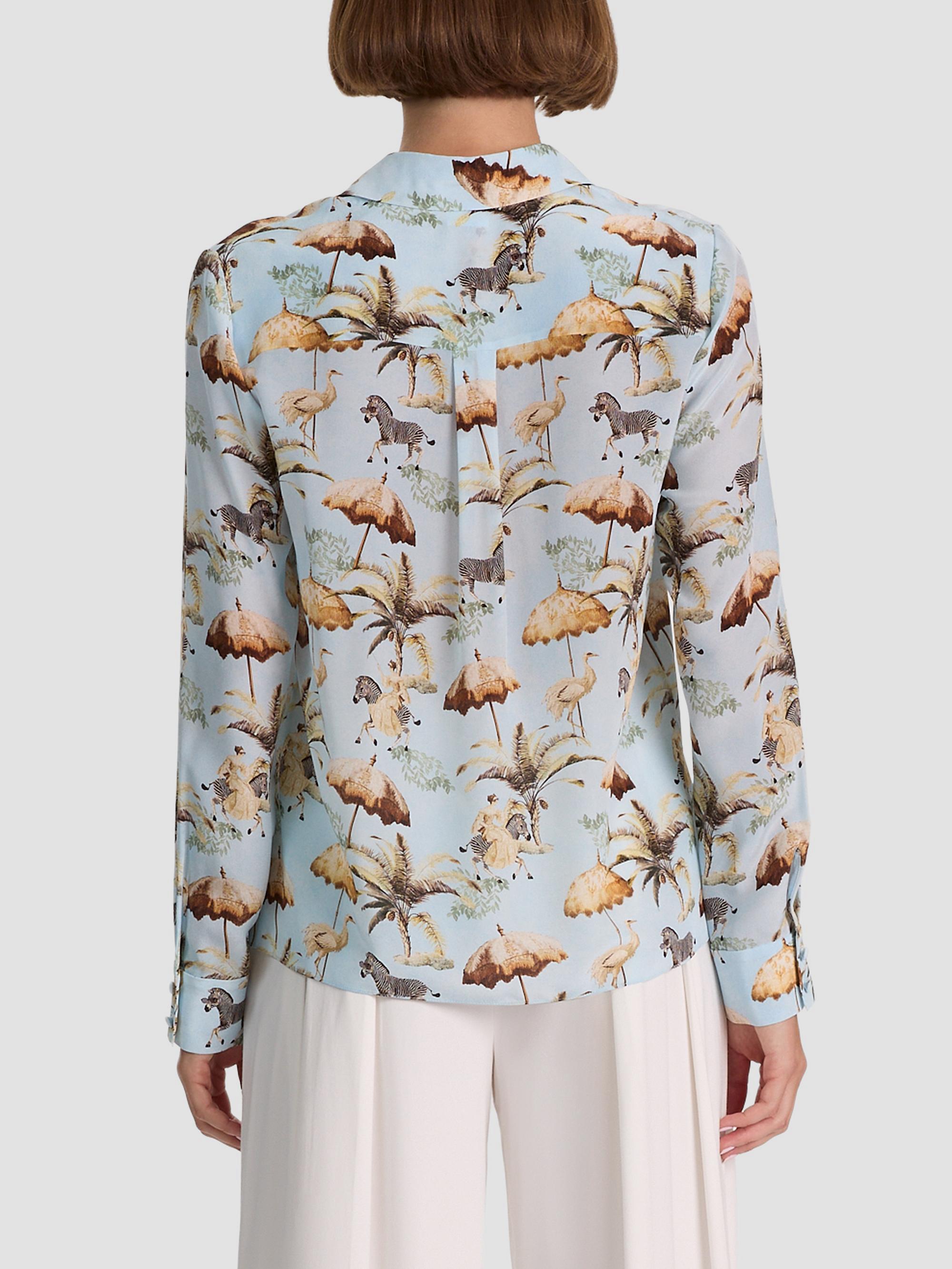 ALICE + OLIVIA Willa Staceface Silk Button-Front Top | Saks Fifth