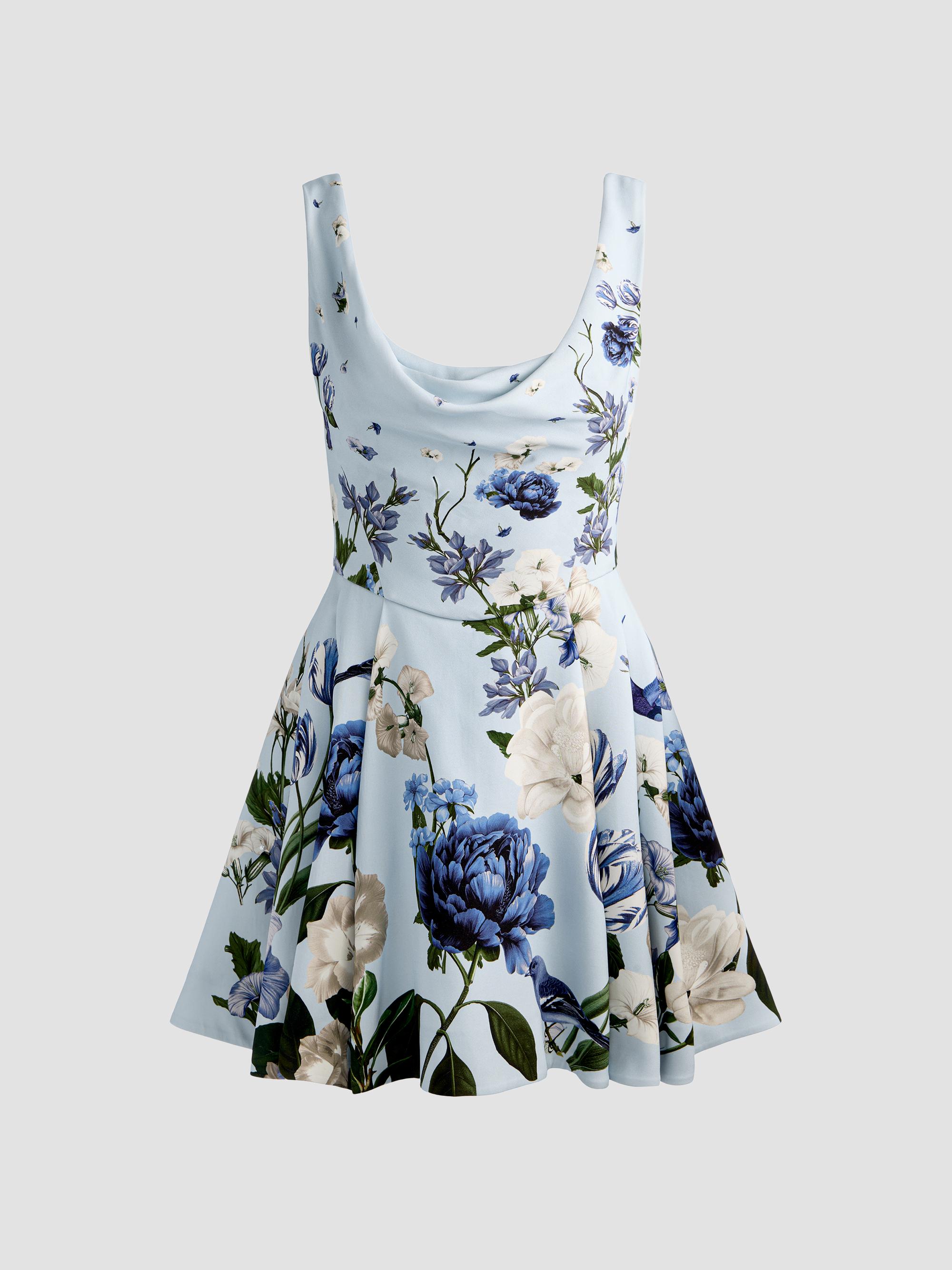 ALICE + OLIVIA Women's Estrella Floral Flare Mini Dress - Fly Away
