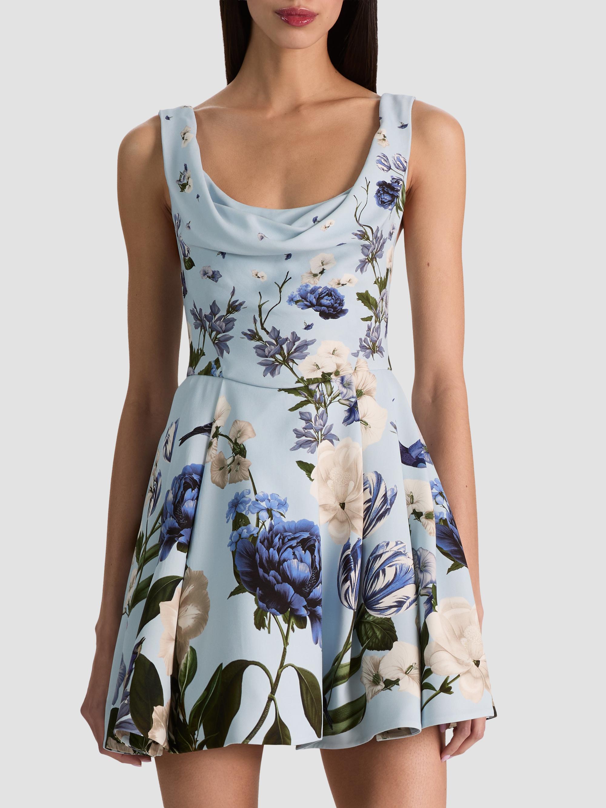ALICE + OLIVIA Women's Estrella Floral Flare Mini Dress - Fly Away | Thumbnail 4