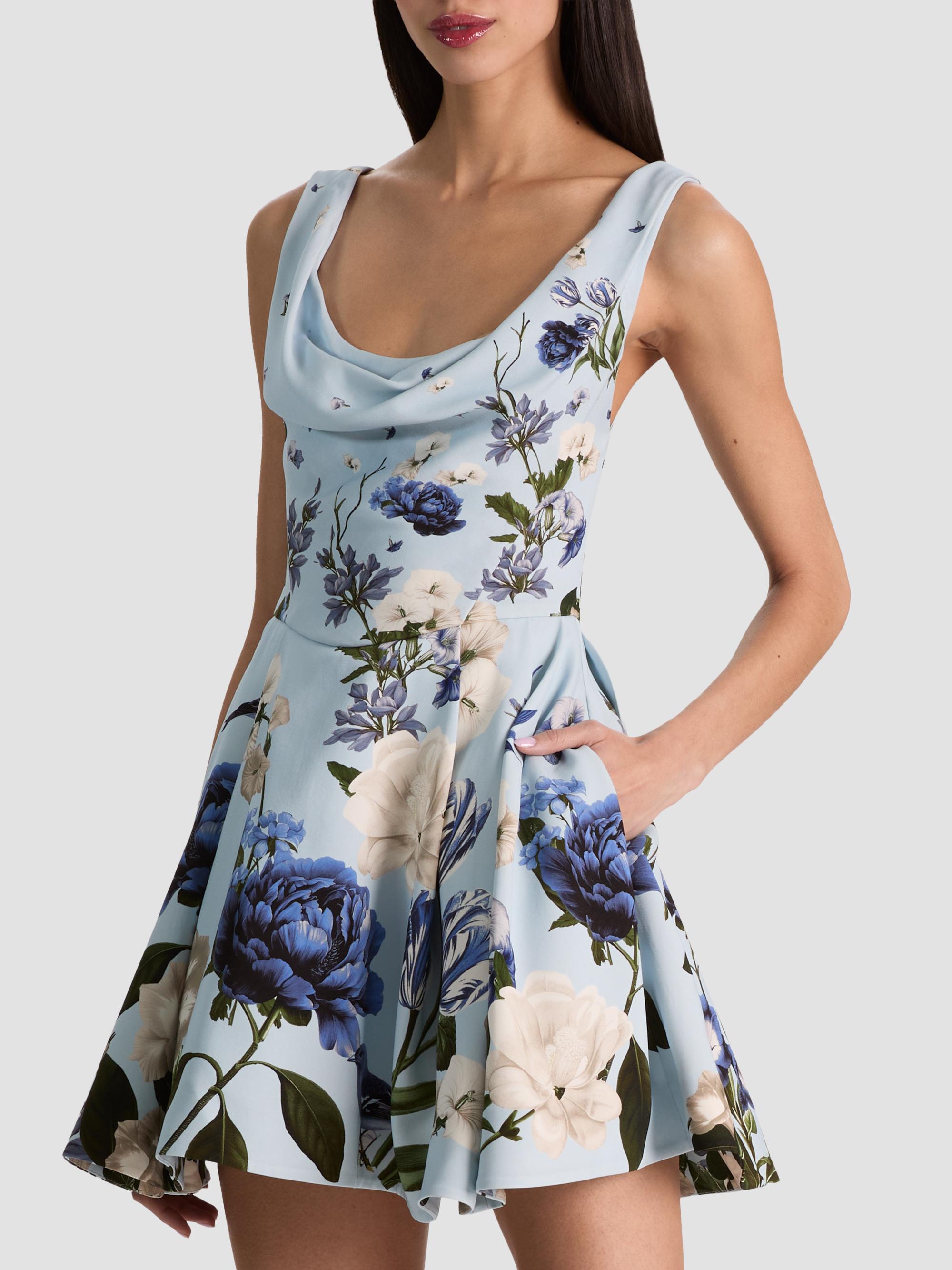 ALICE + OLIVIA Women's Estrella Floral Flare Mini Dress - Fly Away | Thumbnail 6