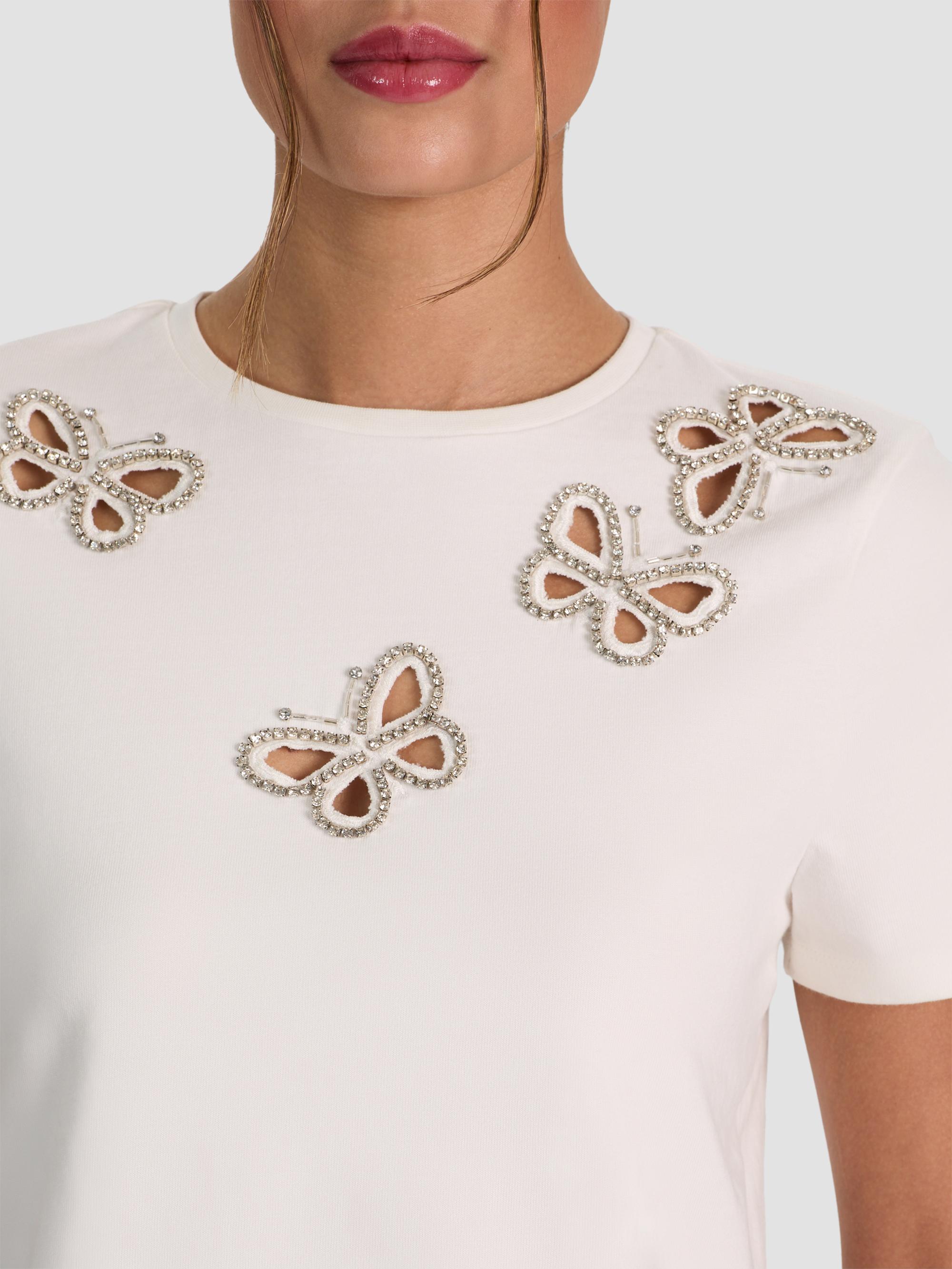 ALICE + OLIVIA Cindy Embellished Cropped Tee | Saks Fifth Avenue