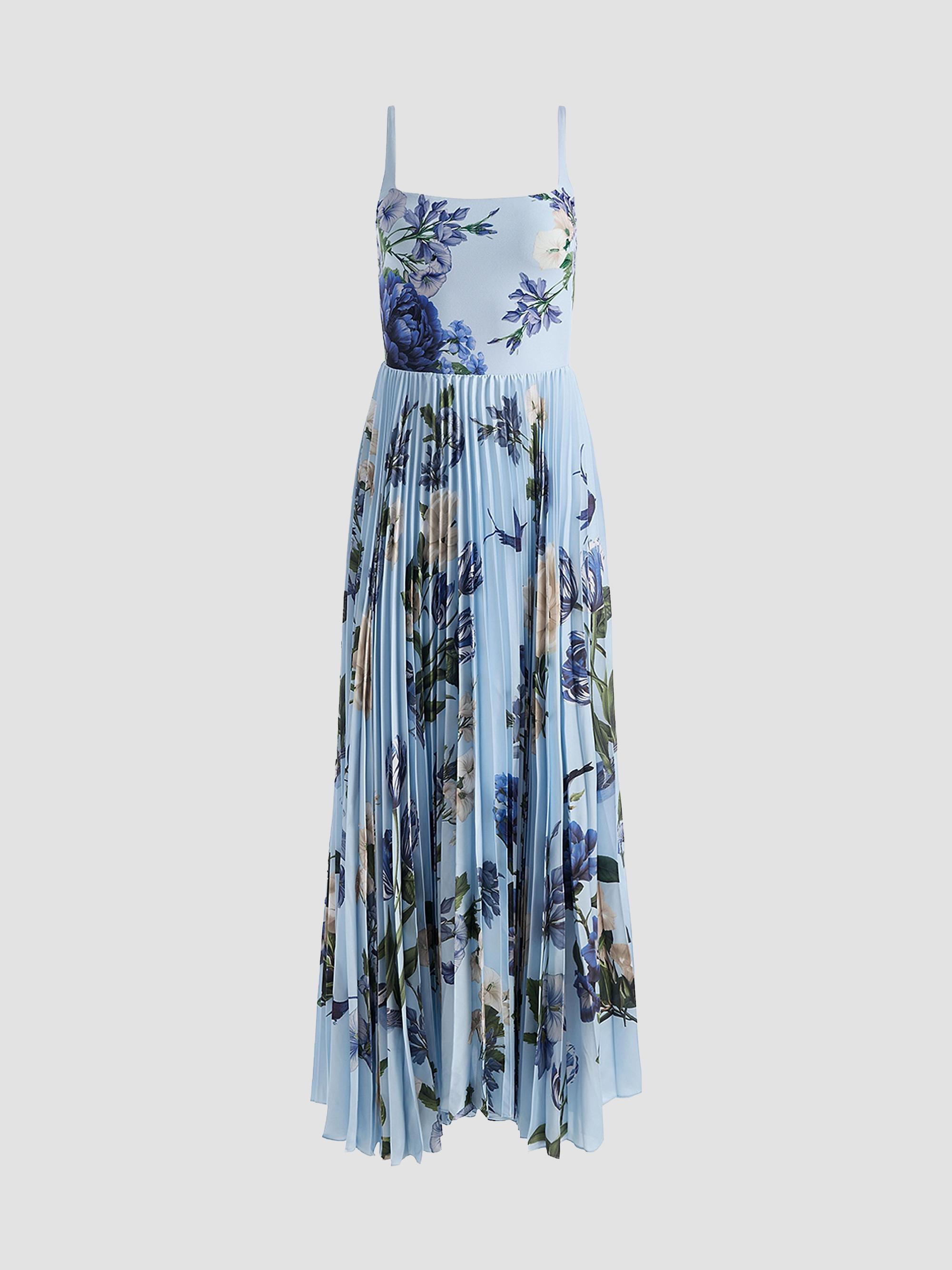 ALICE + OLIVIA Women's Carolyn Asymmetric Floral Pleated Maxi Dress - Fly Away